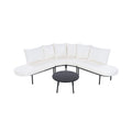 Alora Premium Half-Moon 6-Person Curved All-Weather Outdoor Furniture Sofa Patio Set With Coffee Table And Cushions (SAK76332