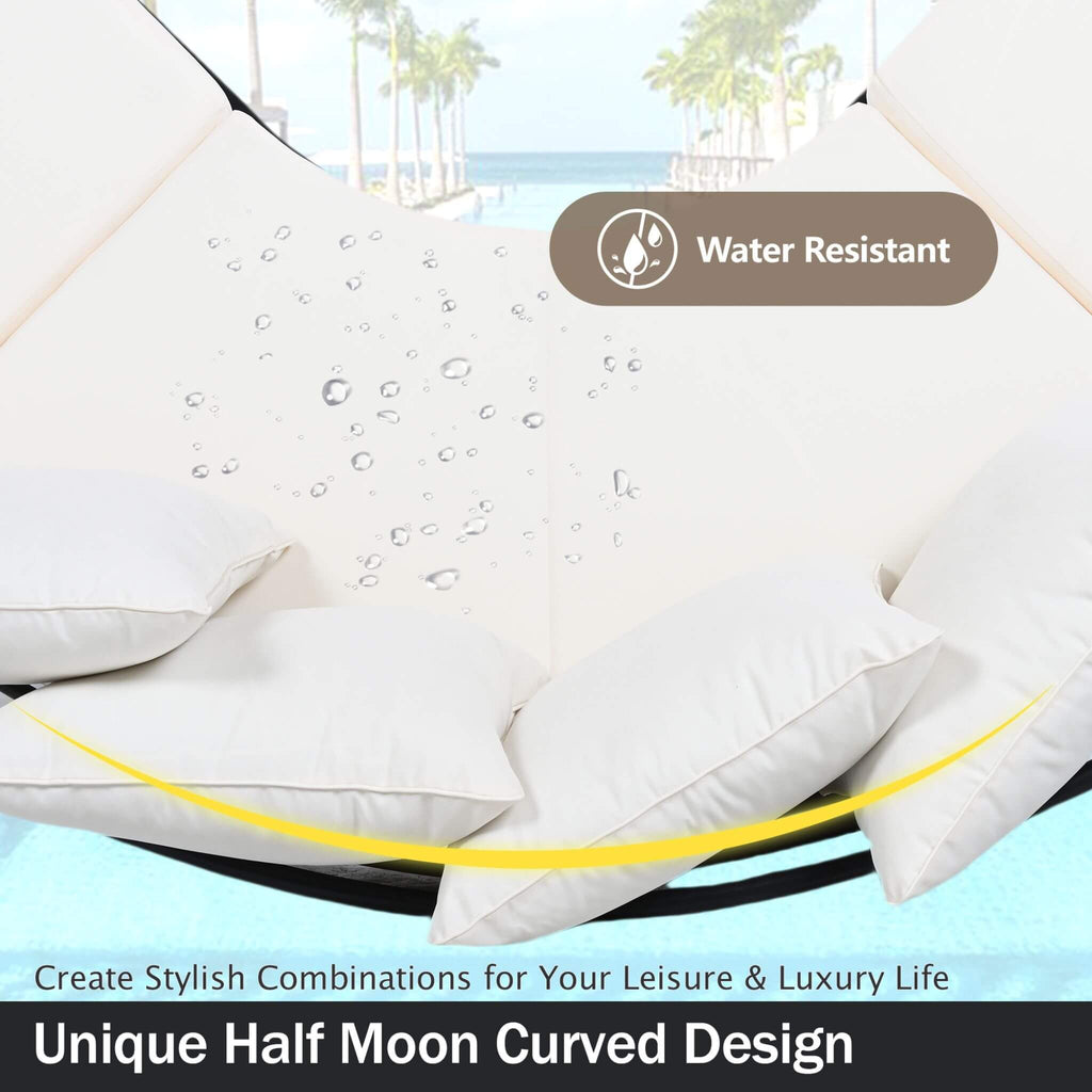 Alora Premium Half-Moon 6-Person Curved All-Weather Outdoor Furniture Sofa Patio Set With Coffee Table And Cushions (SAK76332