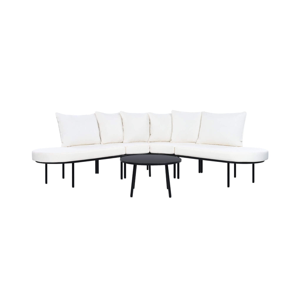 Alora Premium Half-Moon 6-Person Curved All-Weather Outdoor Furniture Sofa Patio Set With Coffee Table And Cushions (SAK76332