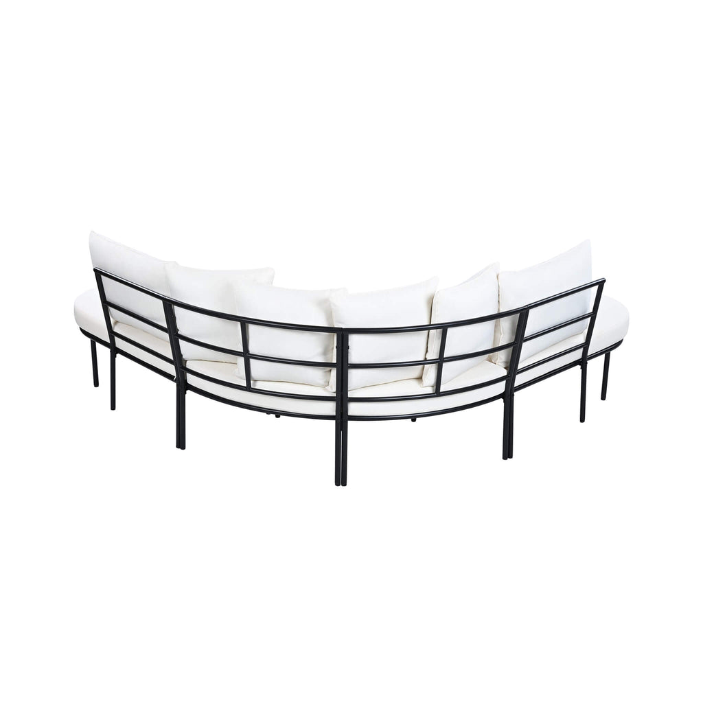 Alora Premium Half-Moon 6-Person Curved All-Weather Outdoor Furniture Sofa Patio Set With Coffee Table And Cushions (SAK76332