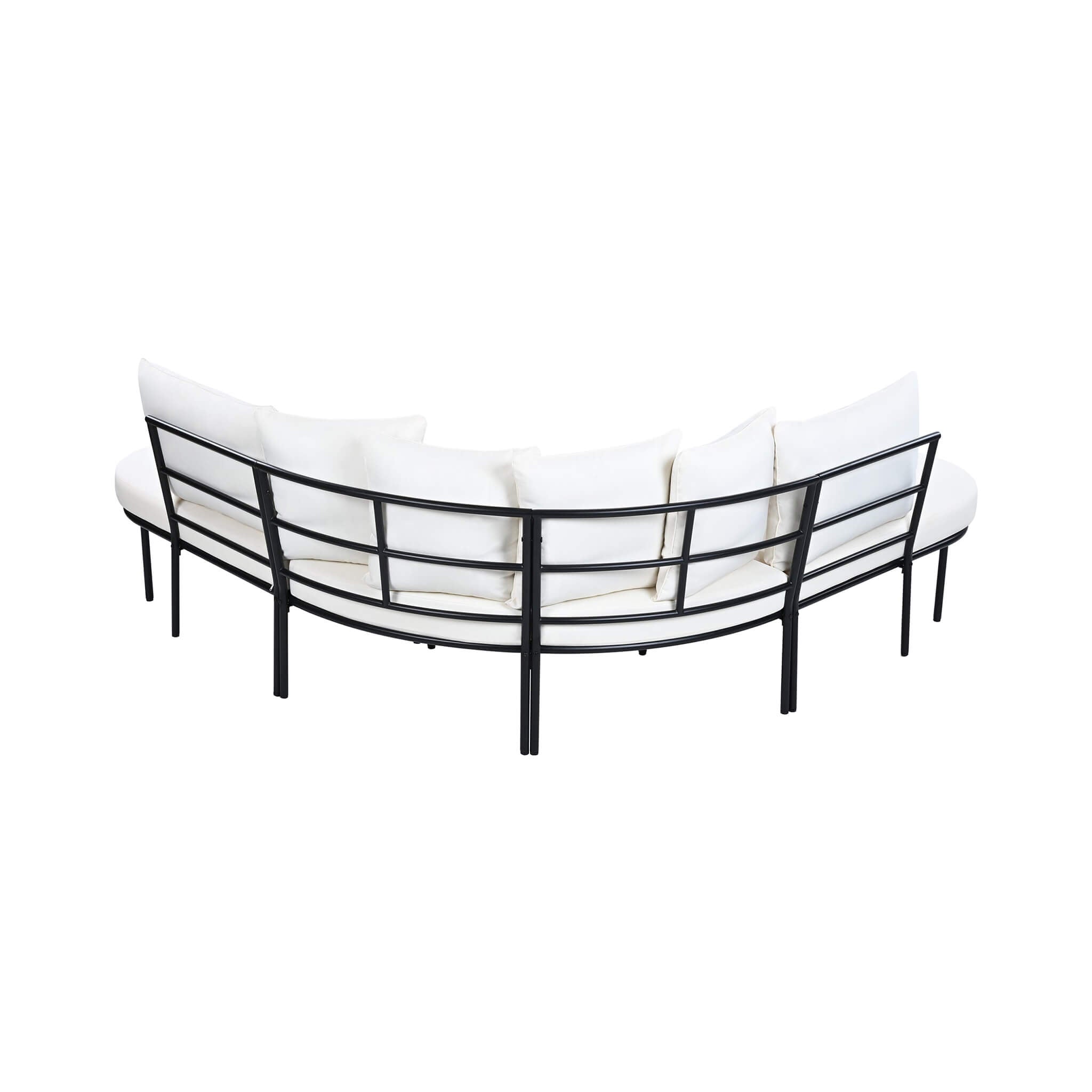 Alora Premium Half-Moon 6-Person Curved All-Weather Outdoor Furniture Sofa Patio Set With Coffee Table And Cushions (SAK76332