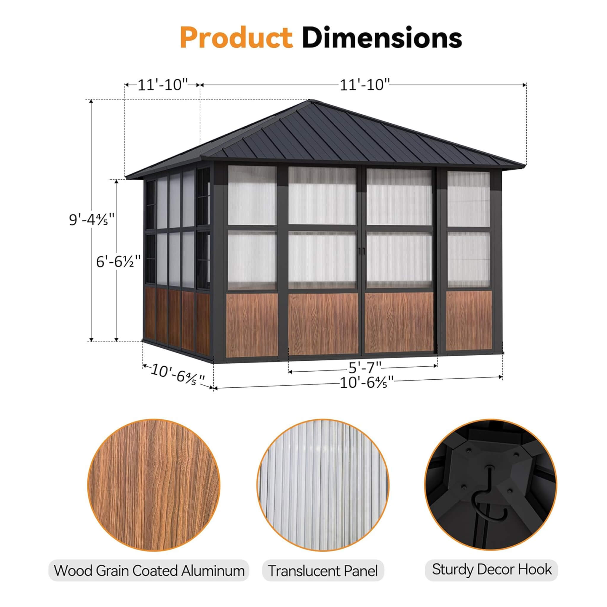 Alora Grandview Premium Hardtop Aluminum Sunroom Solarium With TV Mount And Sliding Doors (SAK60439) – SAKSBY WHOLESALE, view