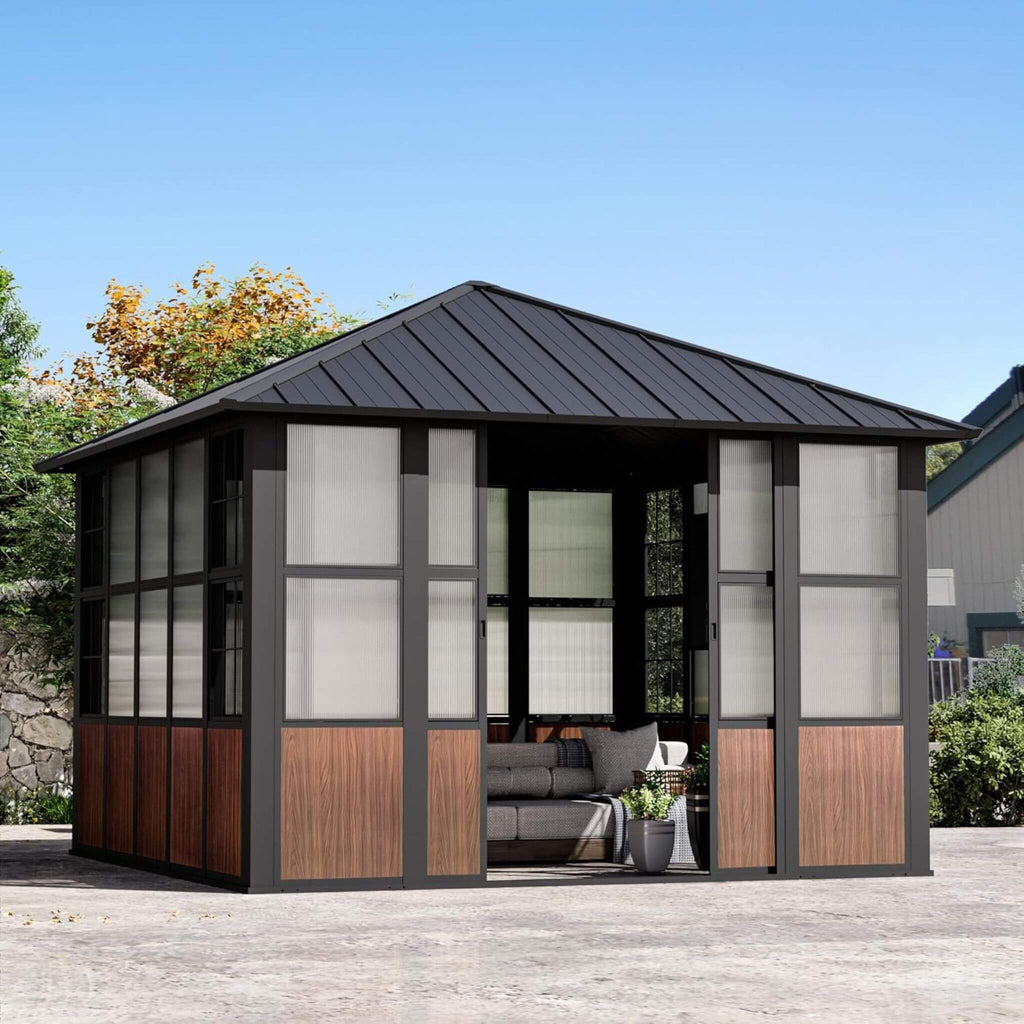 Alora Grandview Premium Hardtop Aluminum Sunroom Solarium With TV Mount And Sliding Doors (SAK60439) – SAKSBY WHOLESALE