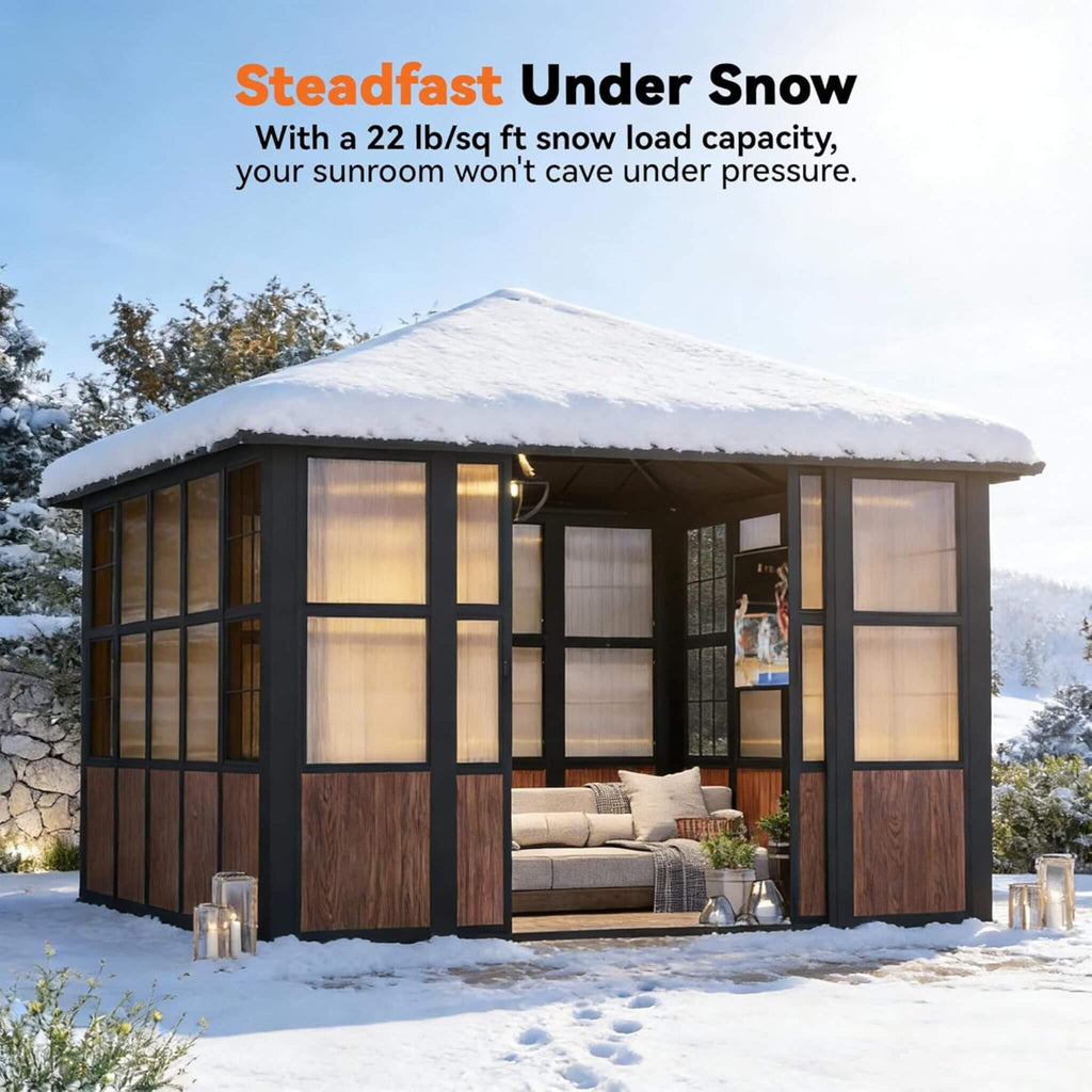 Alora Grandview Premium Hardtop Aluminum Sunroom Solarium With TV Mount And Sliding Doors (SAK60439) – SAKSBY WHOLESALE, view