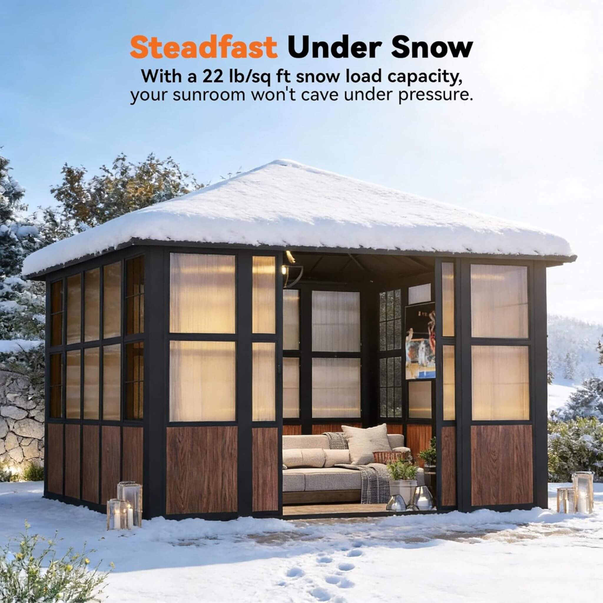 Alora Grandview Premium Hardtop Aluminum Sunroom Solarium With TV Mount And Sliding Doors (SAK60439) – SAKSBY WHOLESALE, view
