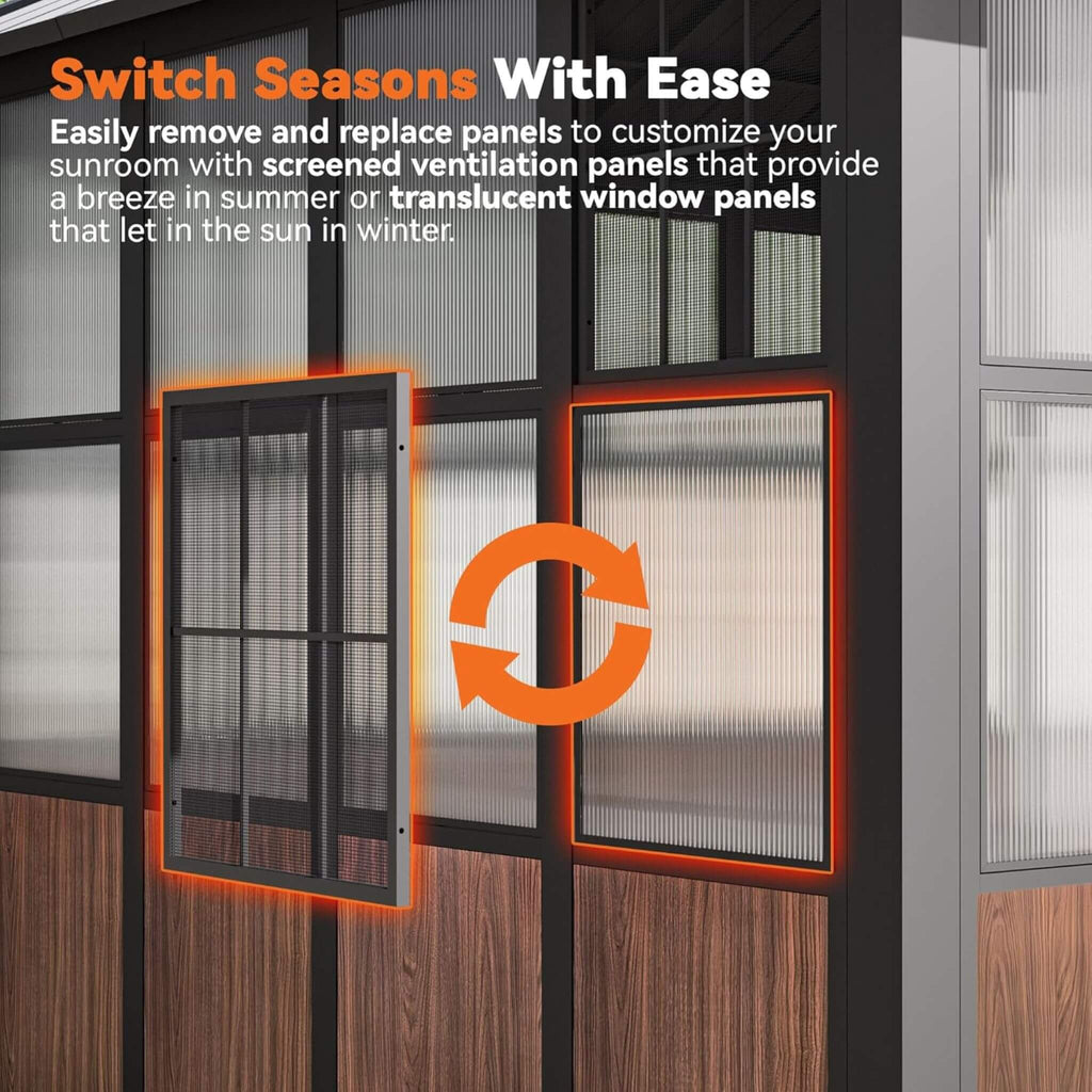 Alora Grandview Premium Hardtop Aluminum Sunroom Solarium With TV Mount And Sliding Doors (SAK60439) – SAKSBY WHOLESALE, view