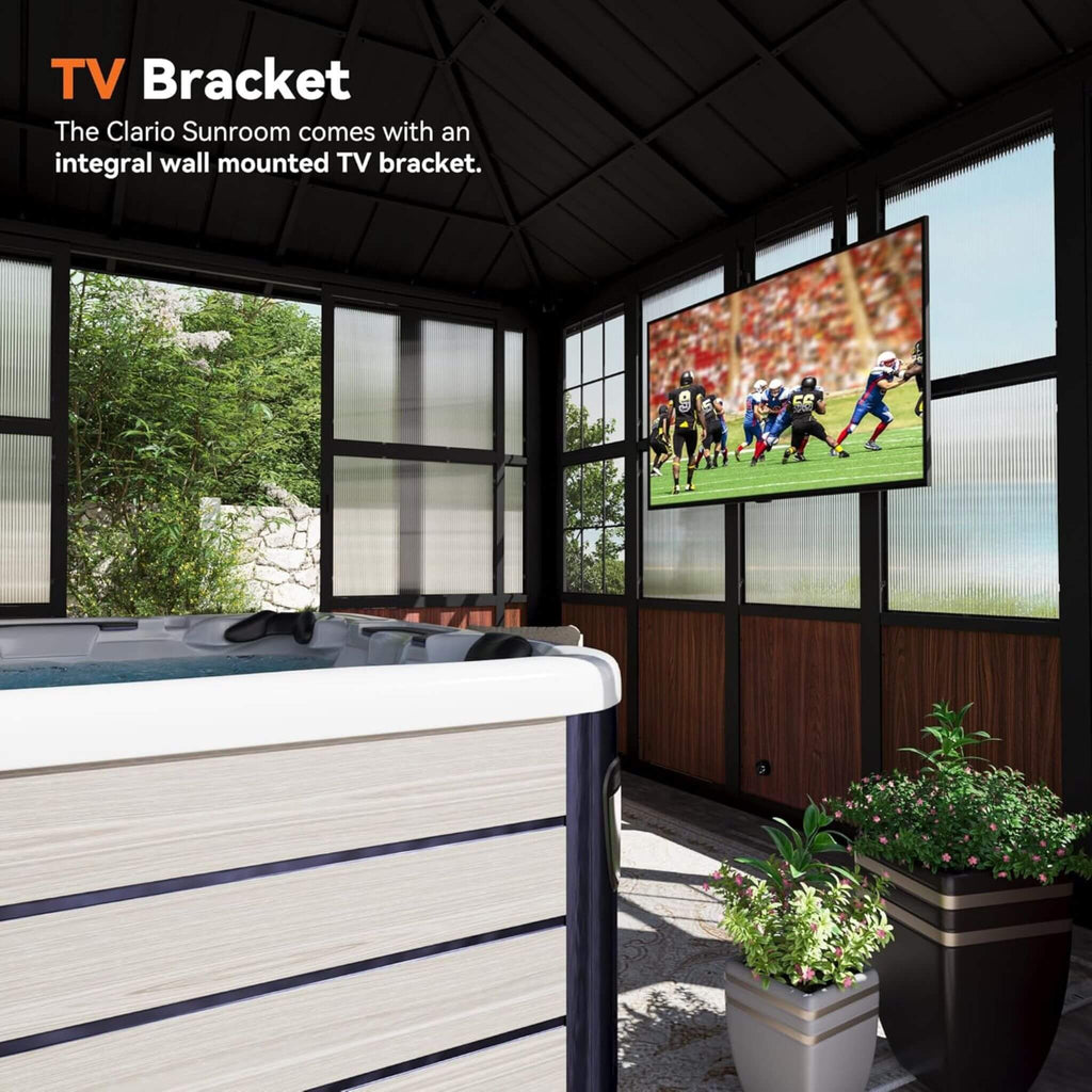 Alora Grandview Premium Hardtop Aluminum Sunroom Solarium With TV Mount And Sliding Doors (SAK60439) – SAKSBY WHOLESALE, view