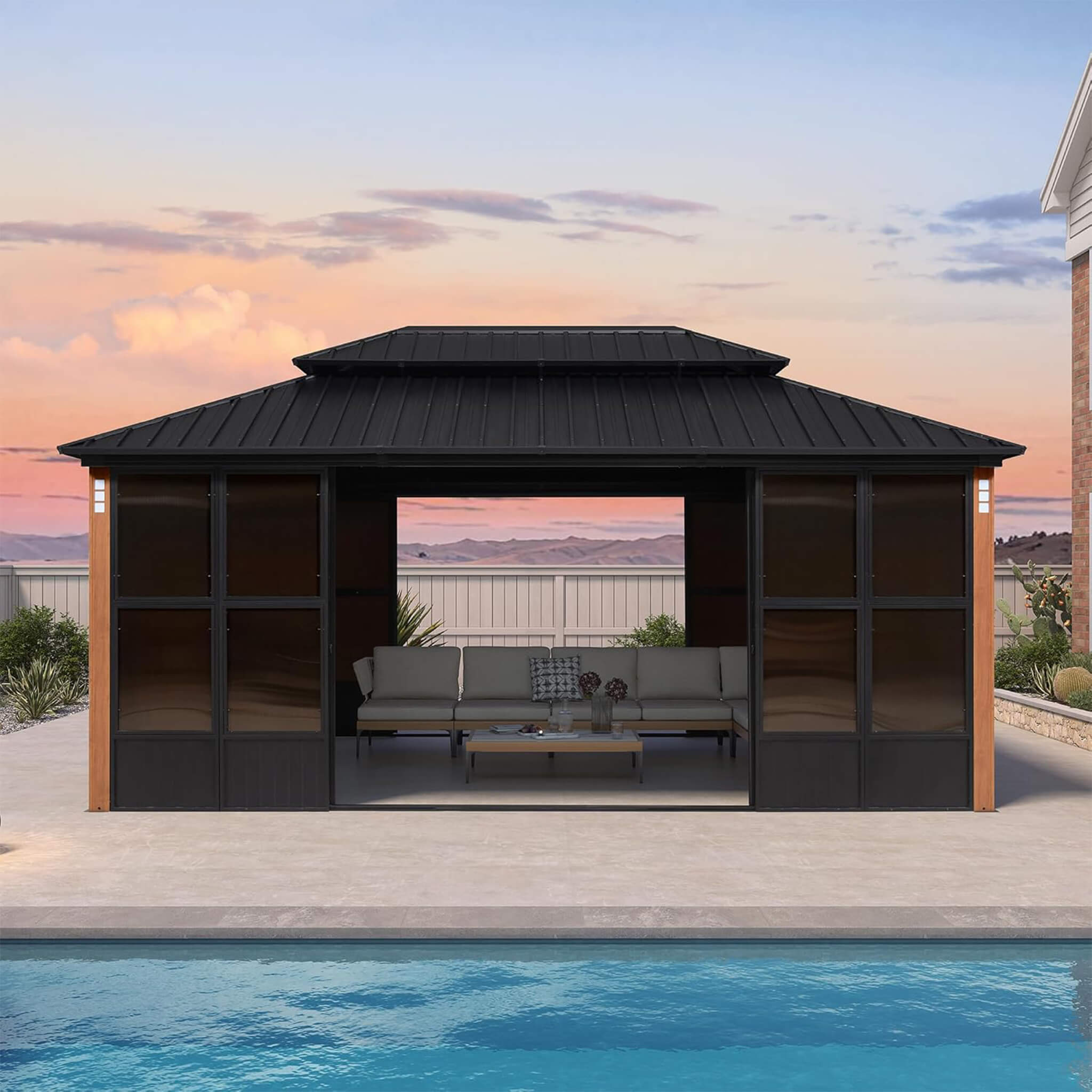 Alora Prestige Premium Hardtop Double Top Outdoor Patio Solarium Sunroom (SAK43078) – SAKSBY WHOLESALE, view 15
