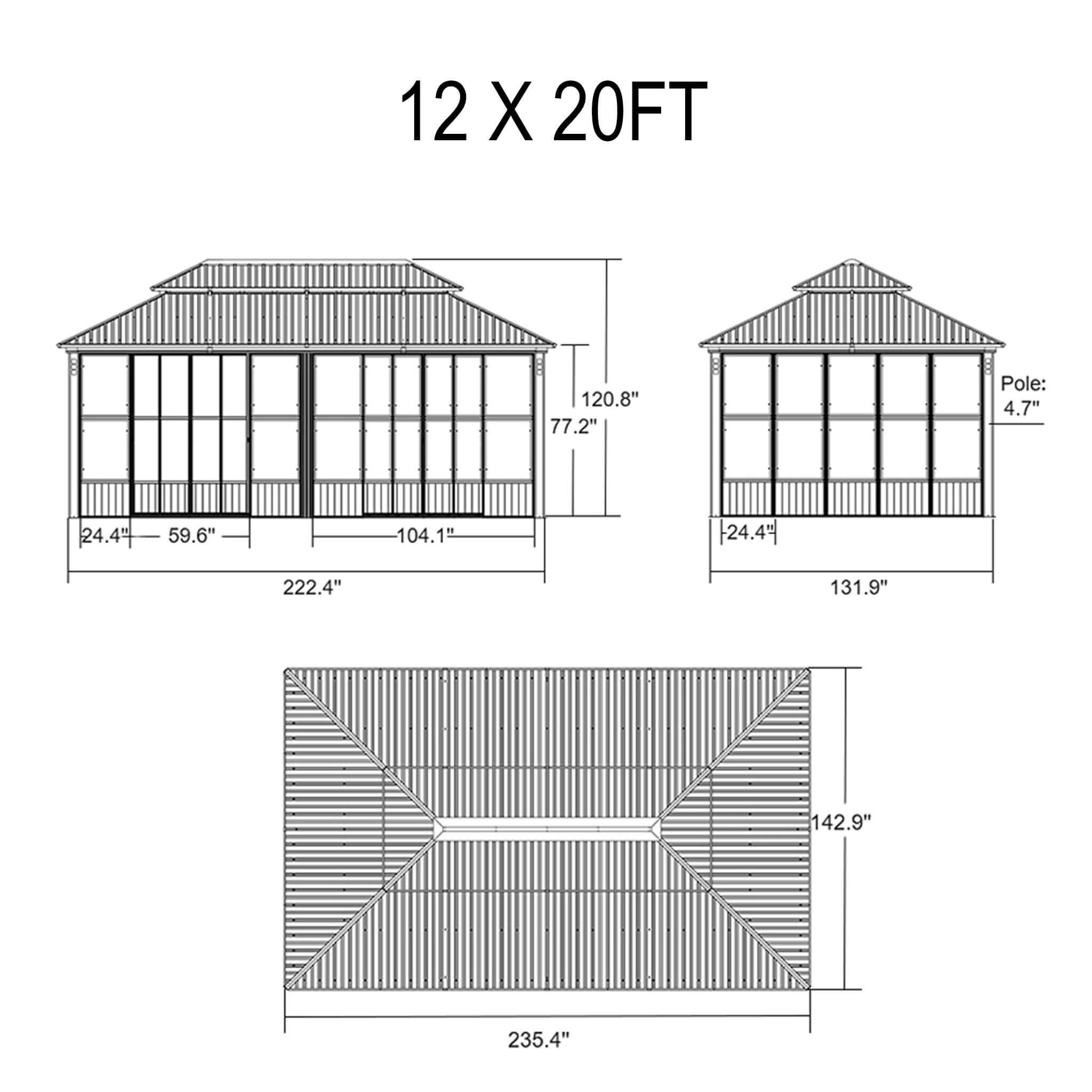 Alora Prestige Premium Hardtop Double Top Outdoor Patio Solarium Sunroom (SAK43078) – SAKSBY WHOLESALE, view 18