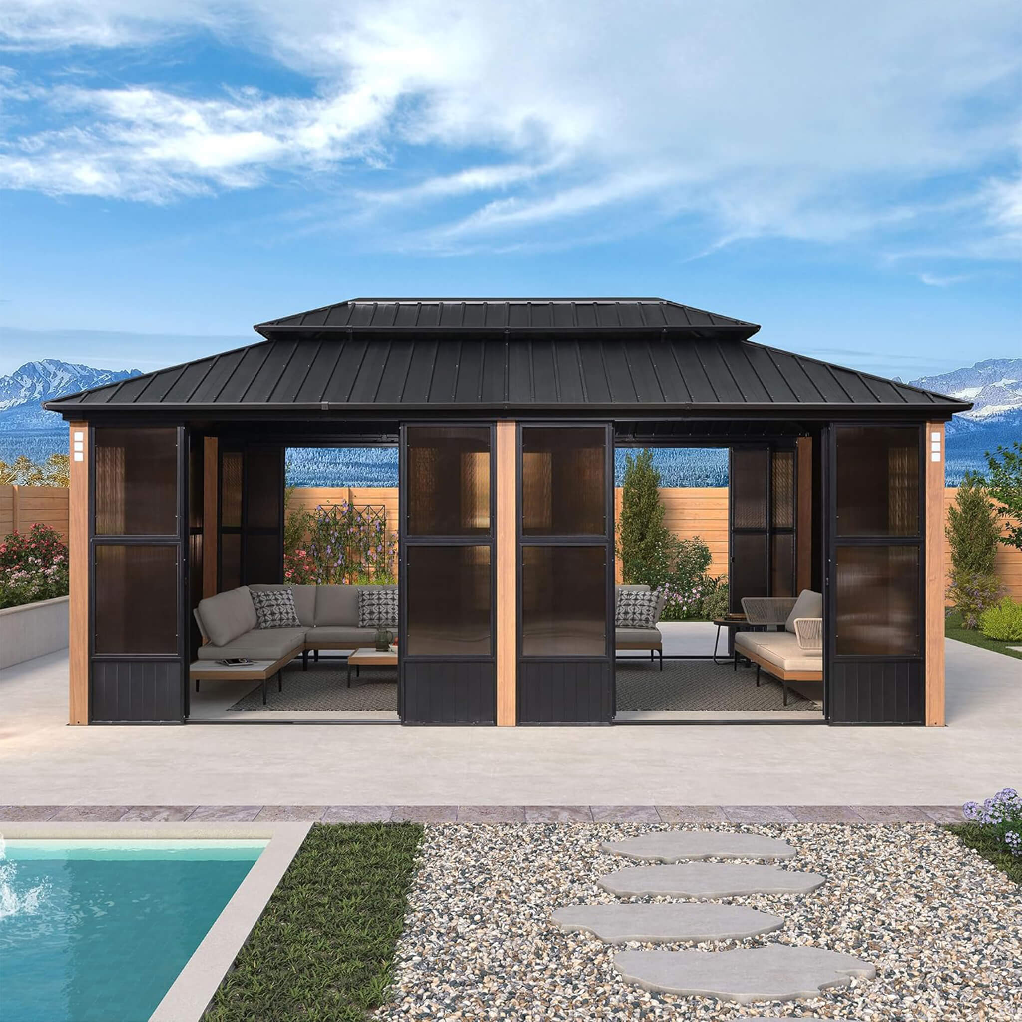 Alora Prestige Premium Hardtop Double Top Outdoor Patio Solarium Sunroom (SAK43078) – SAKSBY WHOLESALE, view 17