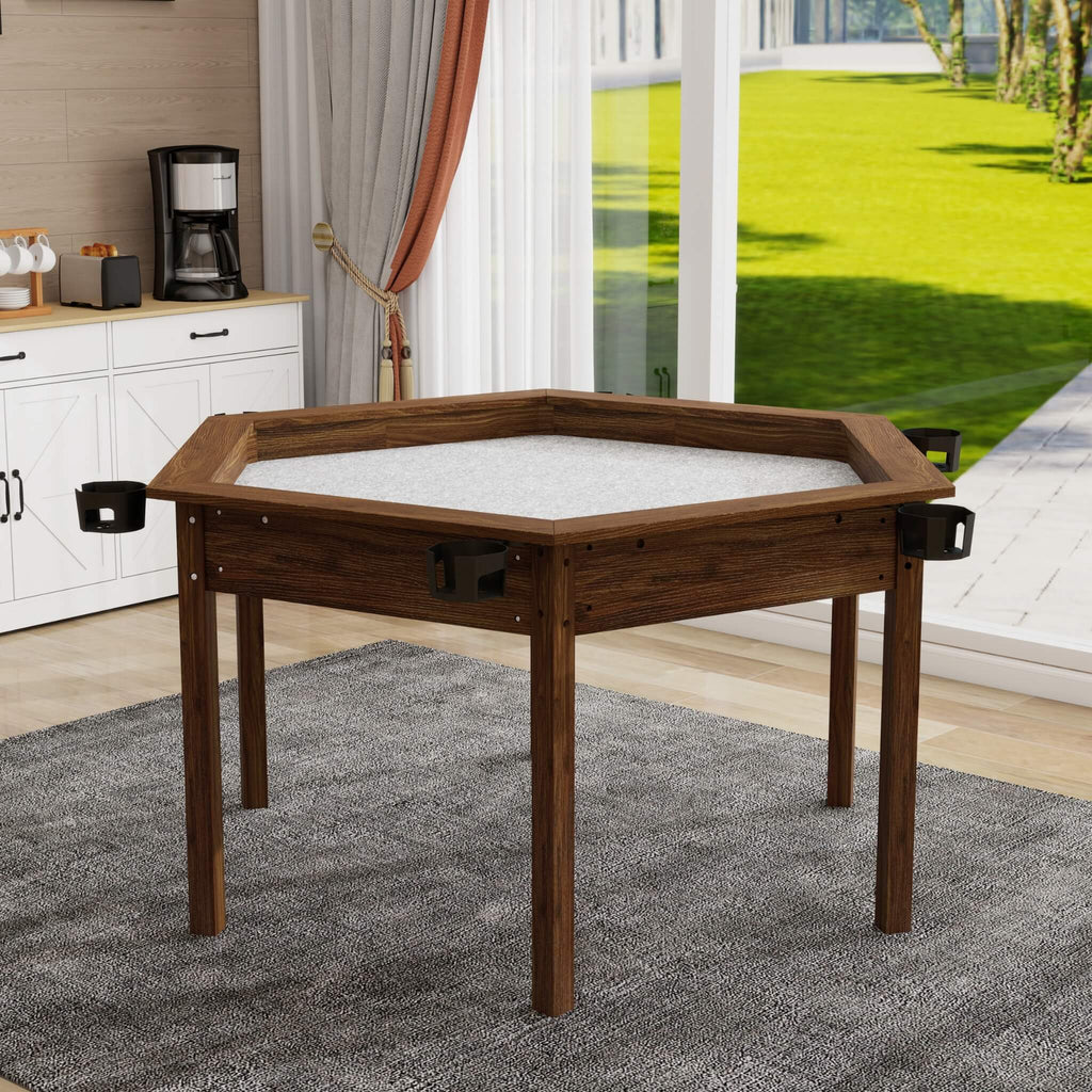 Premium 6-Person Hexagonal Game And Dining Table With Top, Mat And Cup Holders (SAK67845) – SAKSBY WHOLESALE, view 10