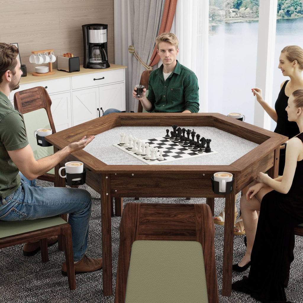 Premium 6-Person Hexagonal Game And Dining Table With Top, Mat And Cup Holders (SAK67845) – SAKSBY WHOLESALE, view 8