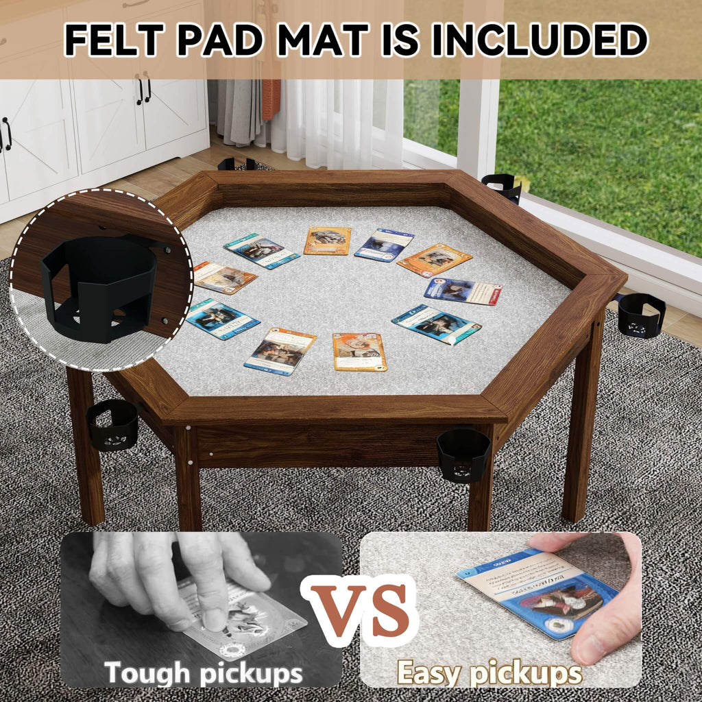 Premium 6-Person Hexagonal Game And Dining Table With Top, Mat And Cup Holders (SAK67845) – SAKSBY WHOLESALE, view 3