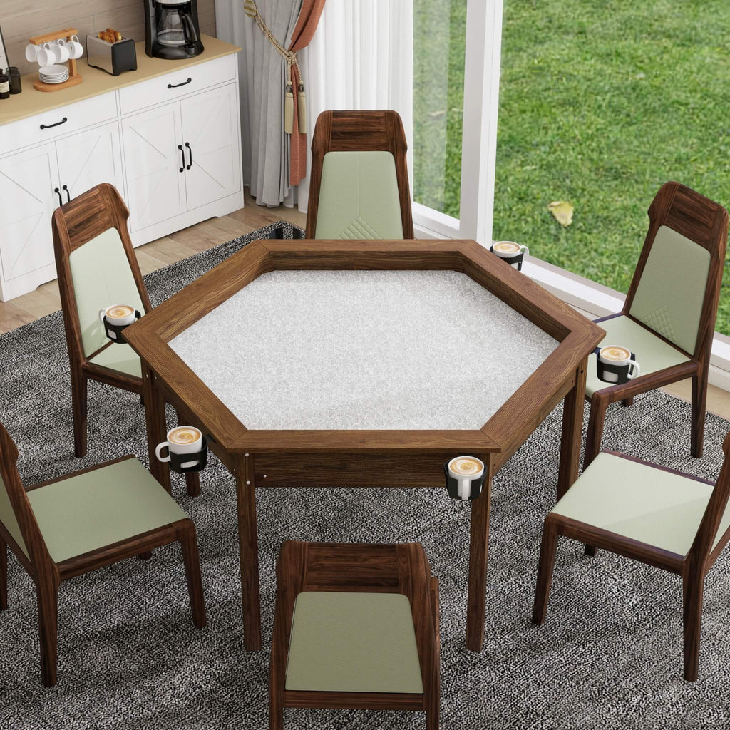 Premium 6-Person Hexagonal Game And Dining Table With Top, Mat And Cup Holders (SAK67845) – SAKSBY WHOLESALE, view 11
