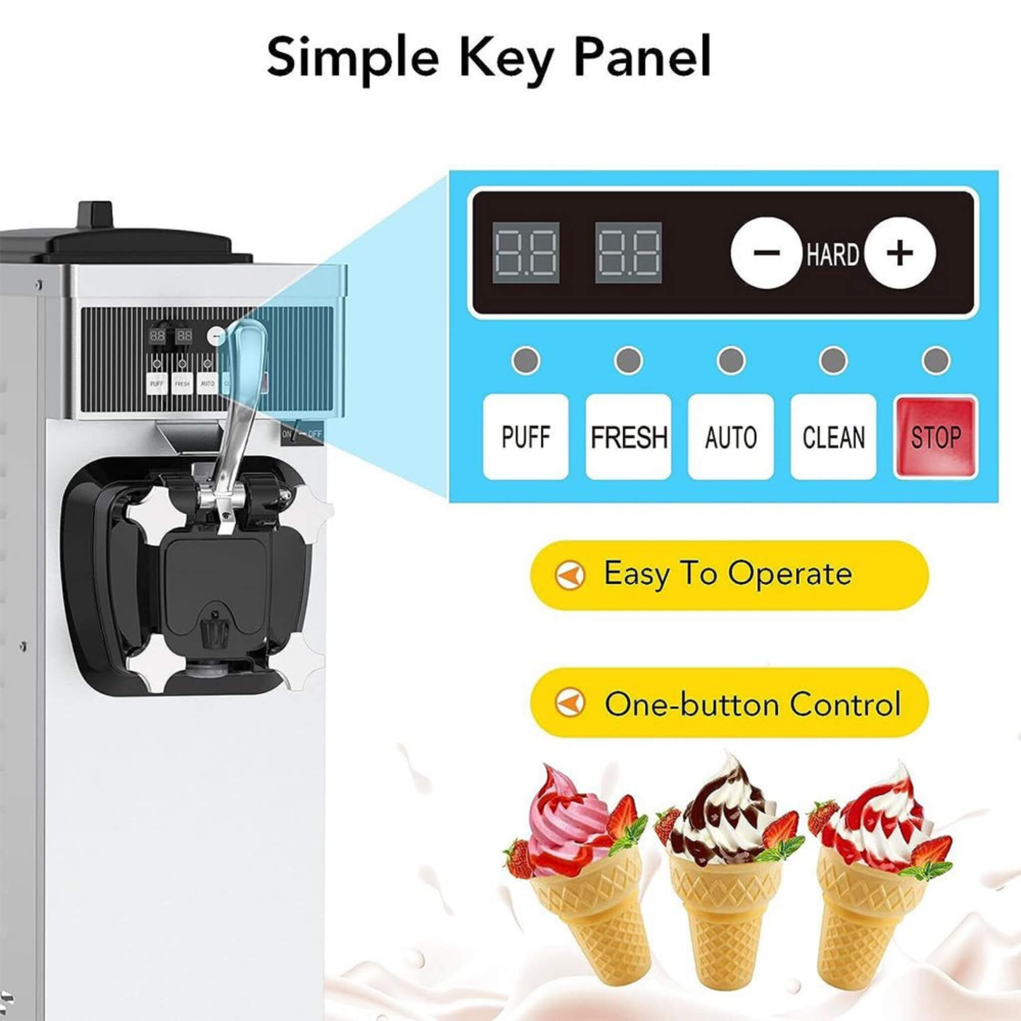 Premium 1200W Industrial Single-Flavor Soft Serve Ice Cream Maker Machine (SAK81752) – SAKSBY WHOLESALE, view 5