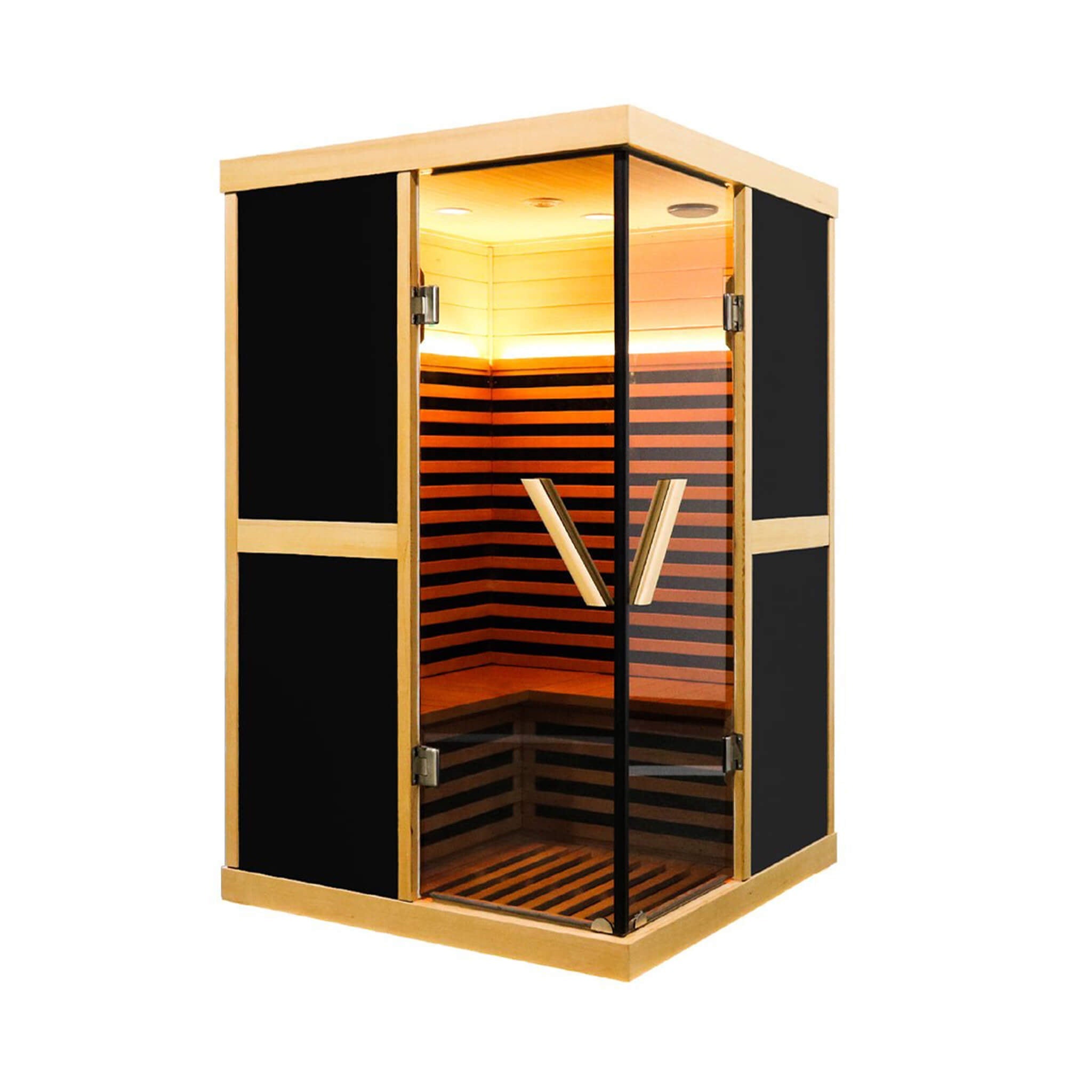 Thermora Helix Premium Large 2-Person V-Shaped FAR Infrared Sauna Room With Double Glass Doors, 1980W (SAK96413) – SAKSBY WHO