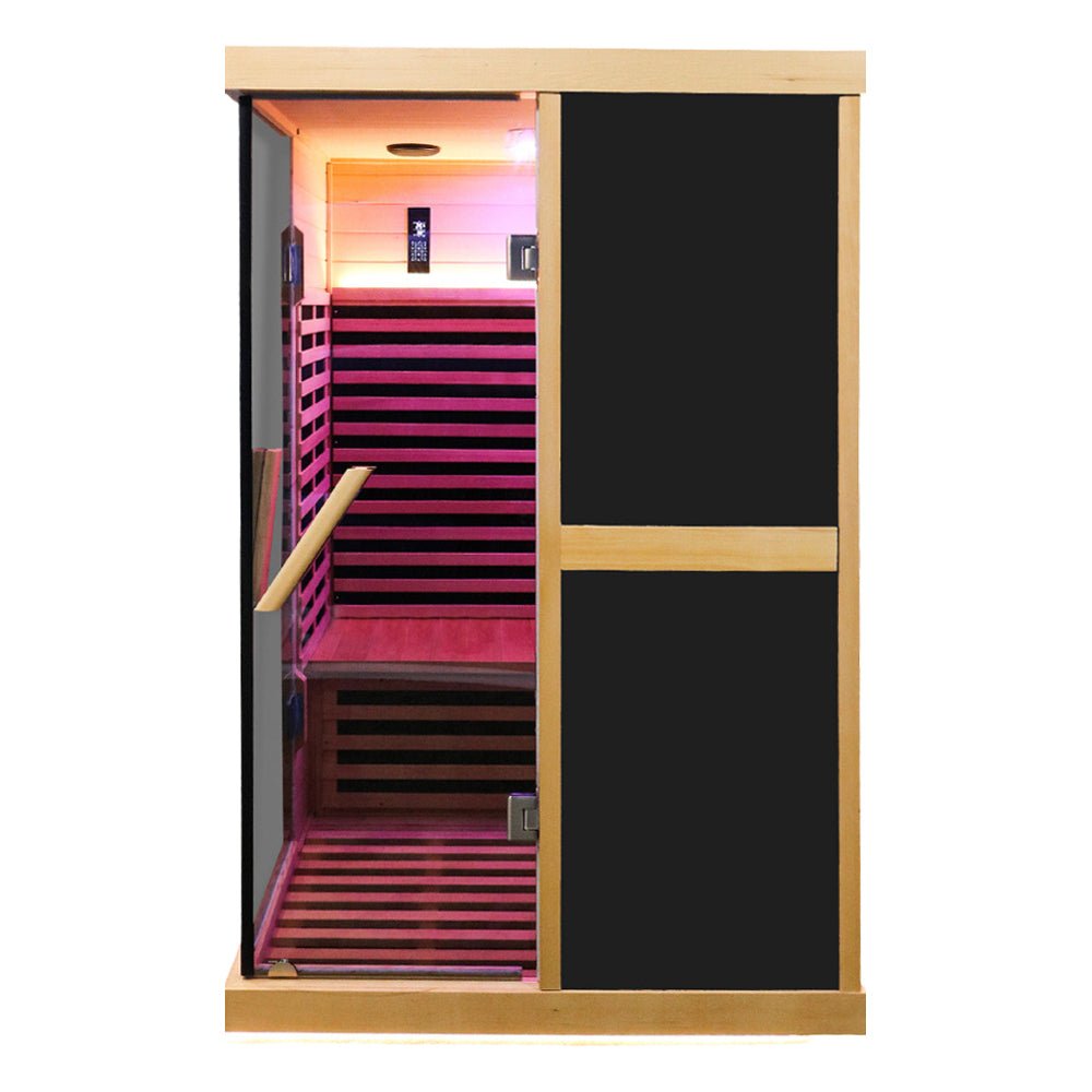 Thermora Helix Premium Large 2-Person V-Shaped FAR Infrared Sauna Room With Double Glass Doors, 1980W (SAK96413) – SAKSBY WHO