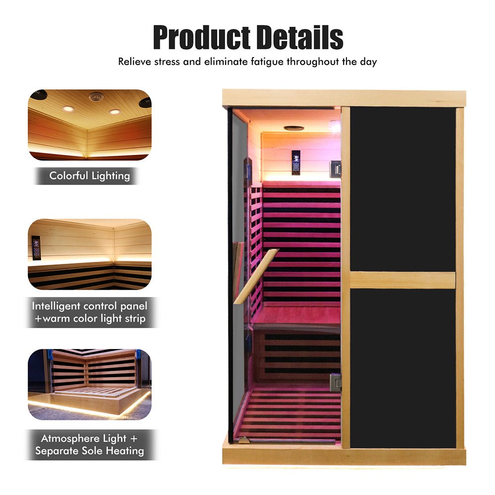 Thermora Helix Premium Large 2-Person V-Shaped FAR Infrared Sauna Room With Double Glass Doors, 1980W (SAK96413) – SAKSBY WHO