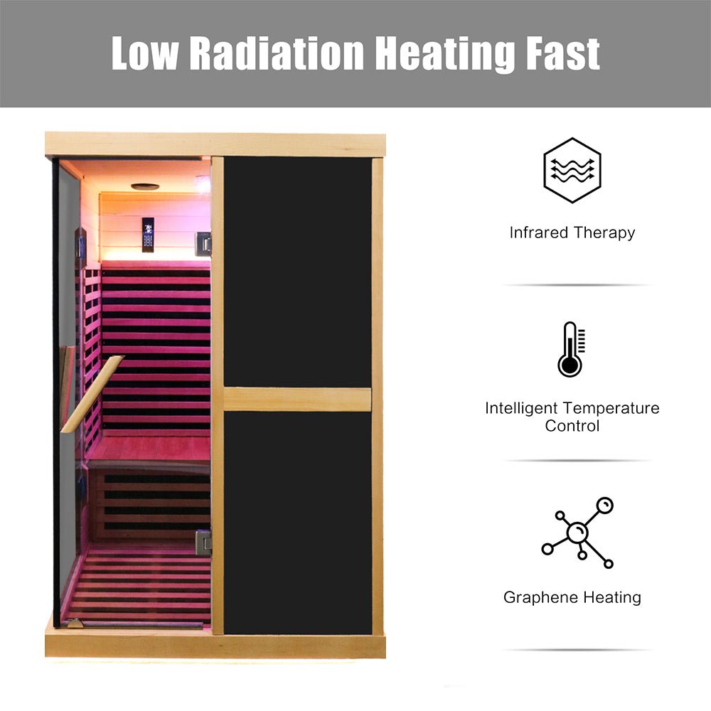 Thermora Helix Premium Large 2-Person V-Shaped FAR Infrared Sauna Room With Double Glass Doors, 1980W (SAK96413) – SAKSBY WHO