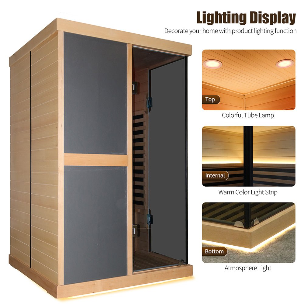 Thermora Helix Premium Large 2-Person V-Shaped FAR Infrared Sauna Room With Double Glass Doors, 1980W (SAK96413) – SAKSBY WHO
