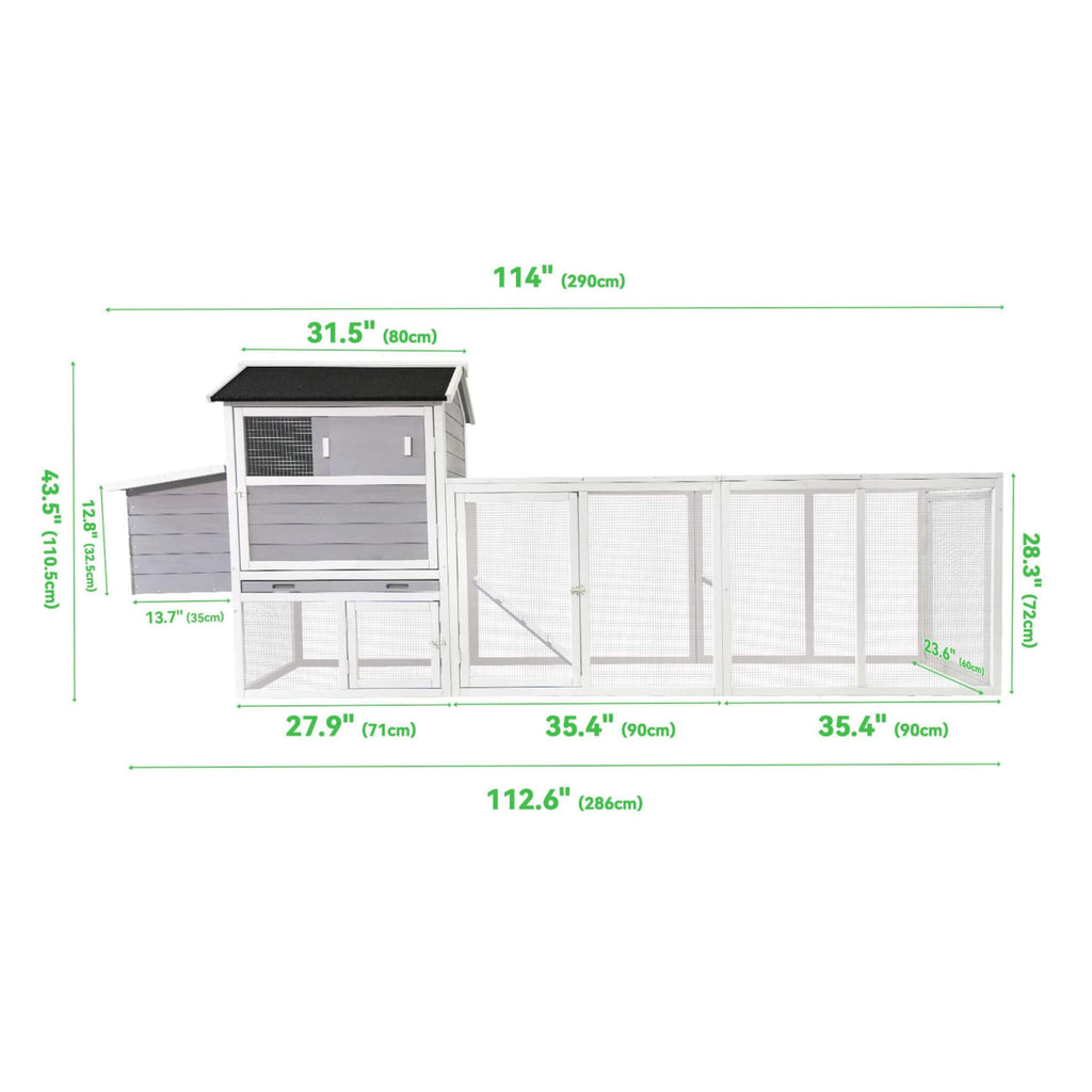 Large Heavy-Duty 113-Inch Outdoor Anti-UV Waterproof Wooden Chicken Coop Hen House (SAK32684) – SAKSBY WHOLESALE, view 13