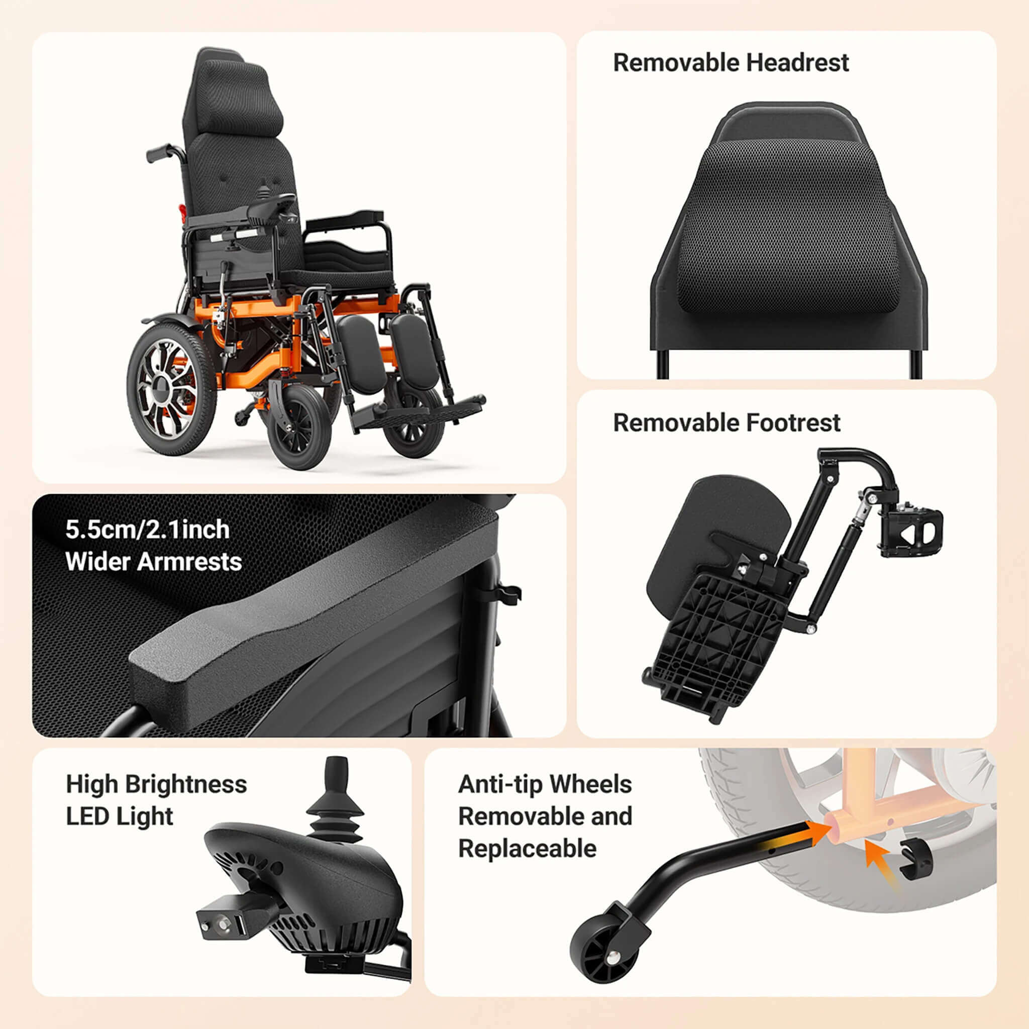 Motivo Premium Lightweight Electric Full Reclining Motorized Foldable Wheelchair (SAK91516) – SAKSBY WHOLESALE, view 12