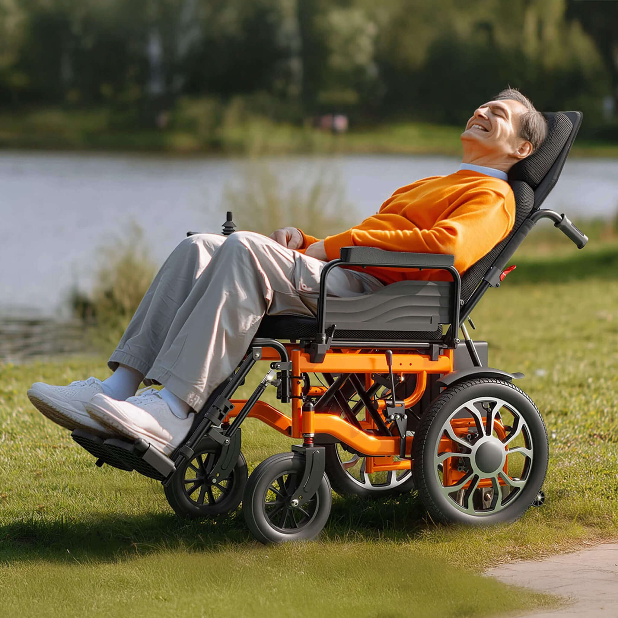 Motivo Premium Lightweight Electric Full Reclining Motorized Foldable Wheelchair (SAK91516) – SAKSBY WHOLESALE, view 3