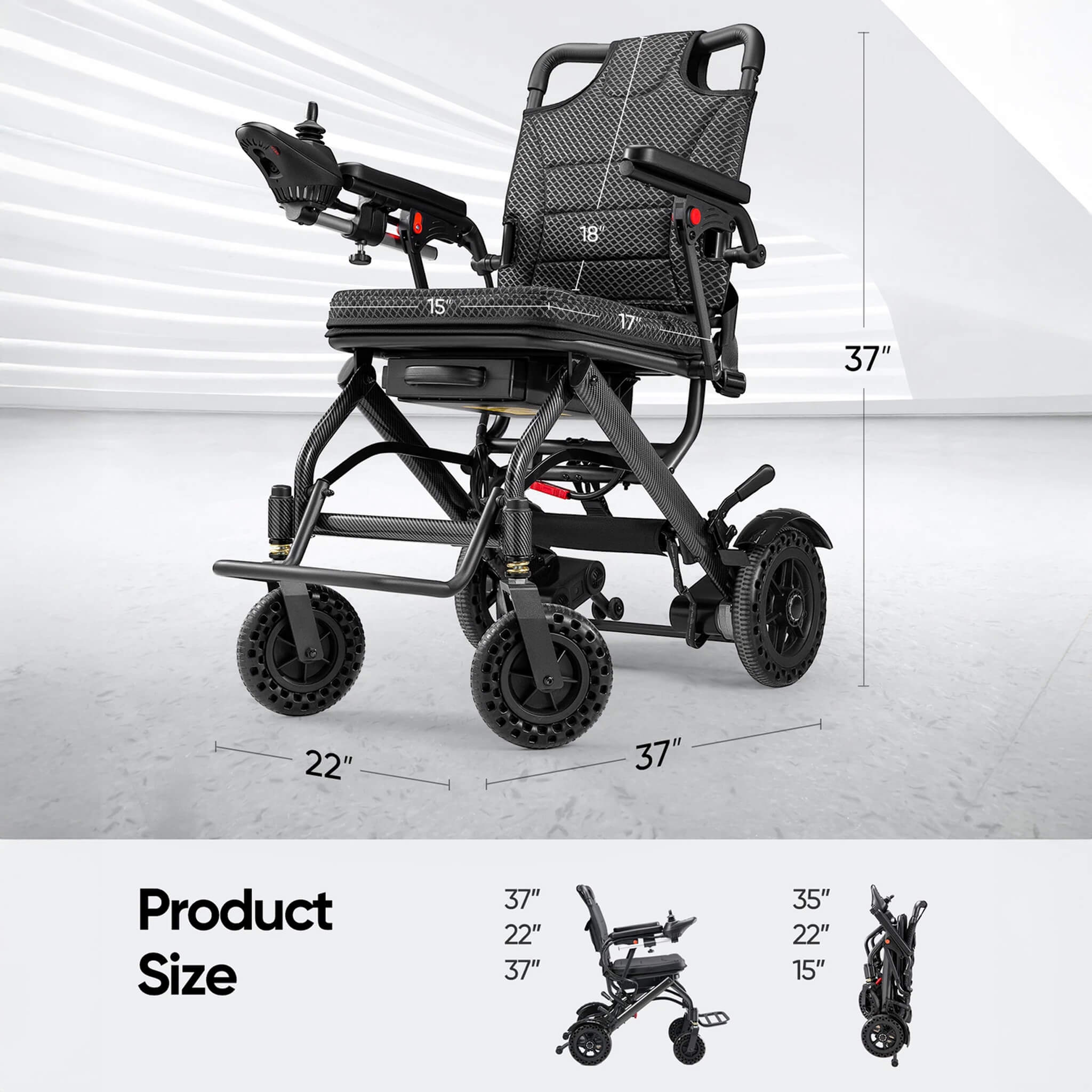 Pride Premium Lightweight Foldable All-Terrain Electric Wheelchair, 300LBS [FDA & Airline Approved] (SAK18673) – SAKSBY WHOLE