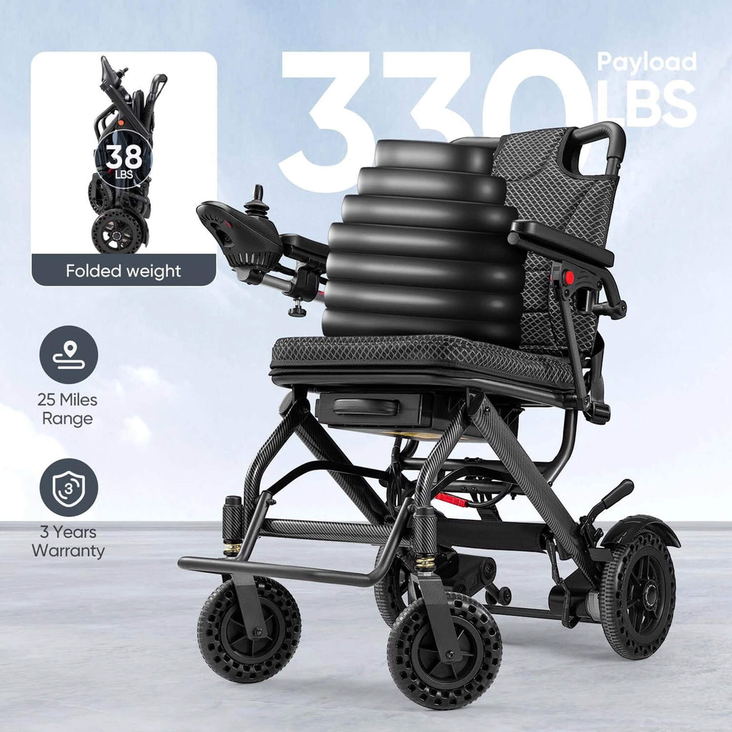 Pride Premium Lightweight Foldable All-Terrain Electric Wheelchair, 300LBS [FDA & Airline Approved] (SAK18673) – SAKSBY WHOLE