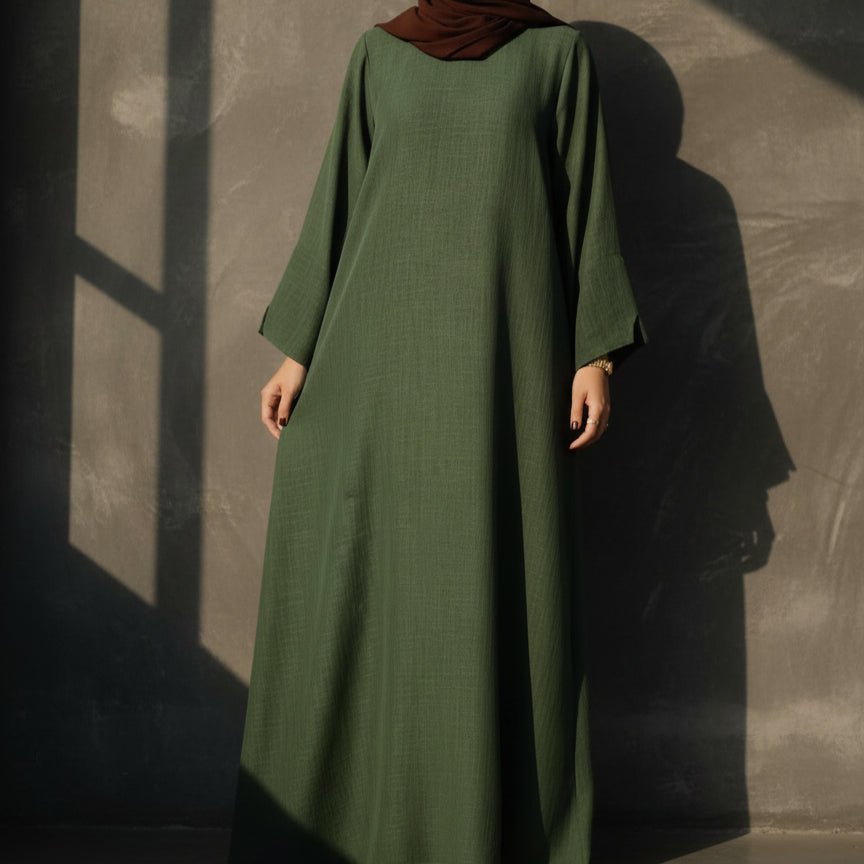 Mariam's Collection Premium Linen Effect Pullover Abaya with Pockets (MA341) — detail shot 6