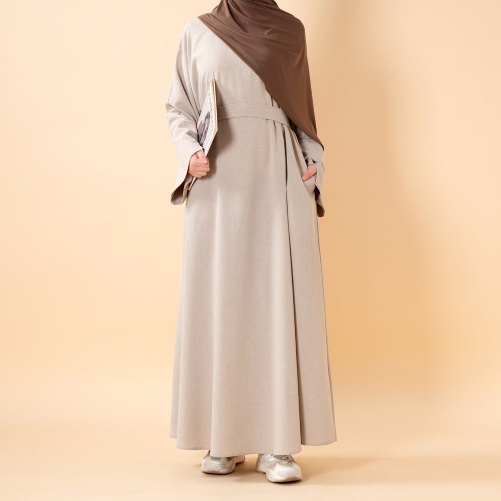 Mariam's Collection Premium Linen Effect Pullover Abaya with Pockets (MA341) — detail shot 10