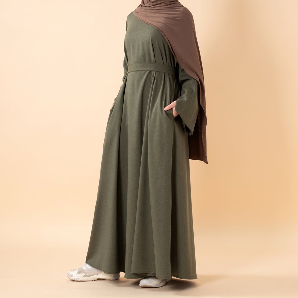 Mariam's Collection Premium Linen Effect Pullover Abaya with Pockets (MA341) — comparison shot