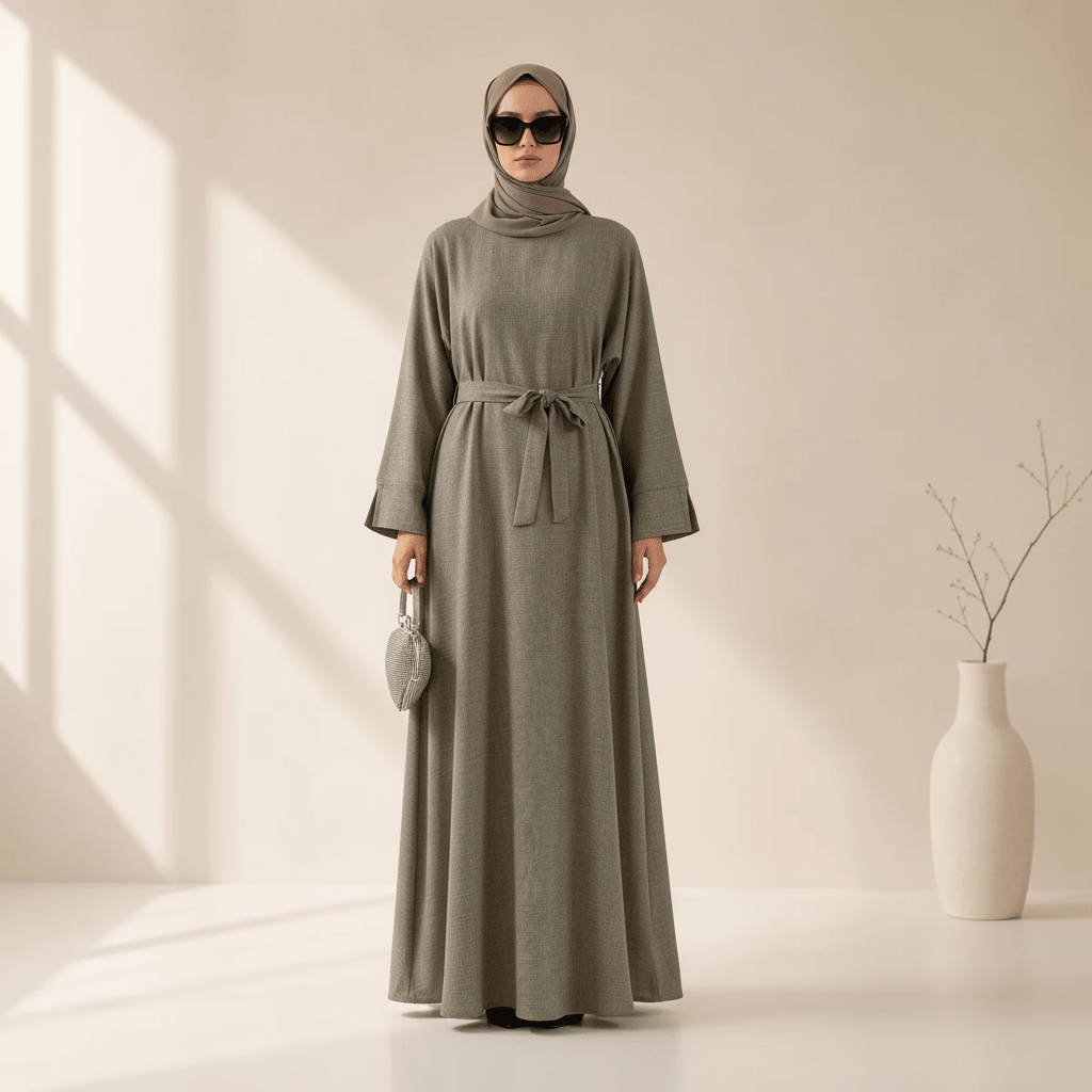Premium Linen Effect Pullover Abaya with Pockets (MA341)