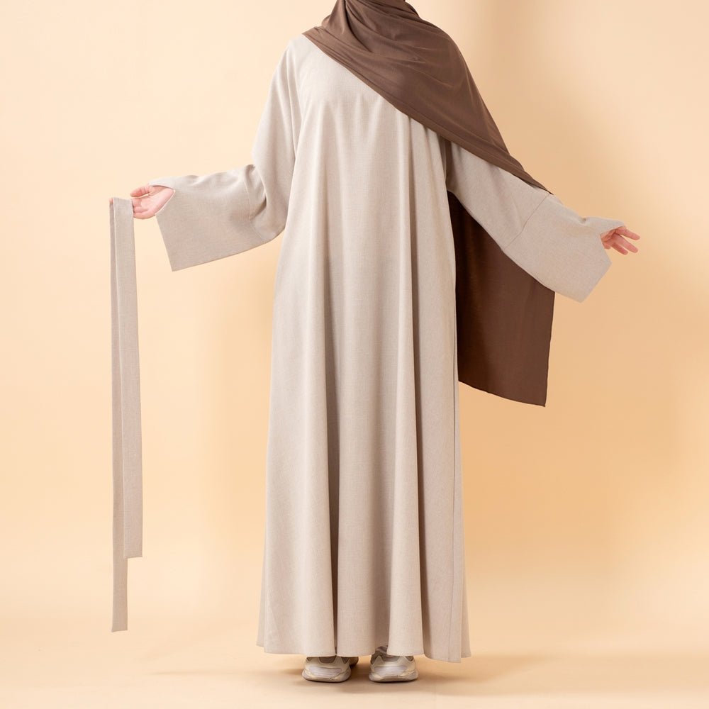 Mariam's Collection Premium Linen Effect Pullover Abaya with Pockets (MA341) — main product shot