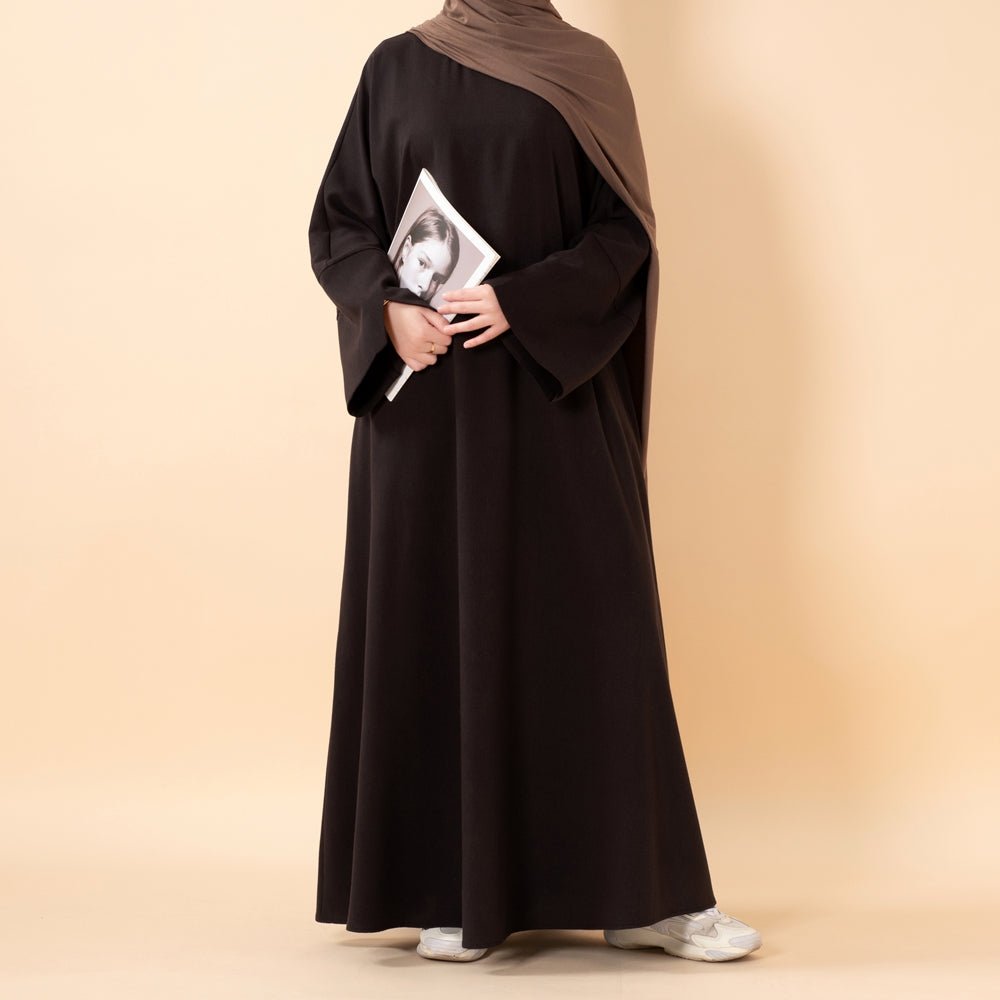 Mariam's Collection Premium Linen Effect Pullover Abaya with Pockets (MA341) — side view