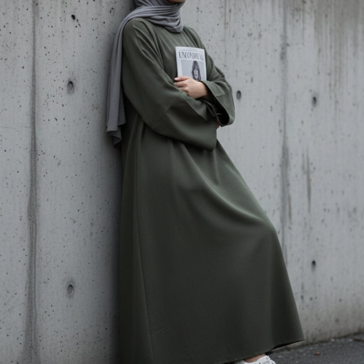 Mariam's Collection Premium Linen Effect Pullover Abaya with Pockets (MA341) — abaya category context