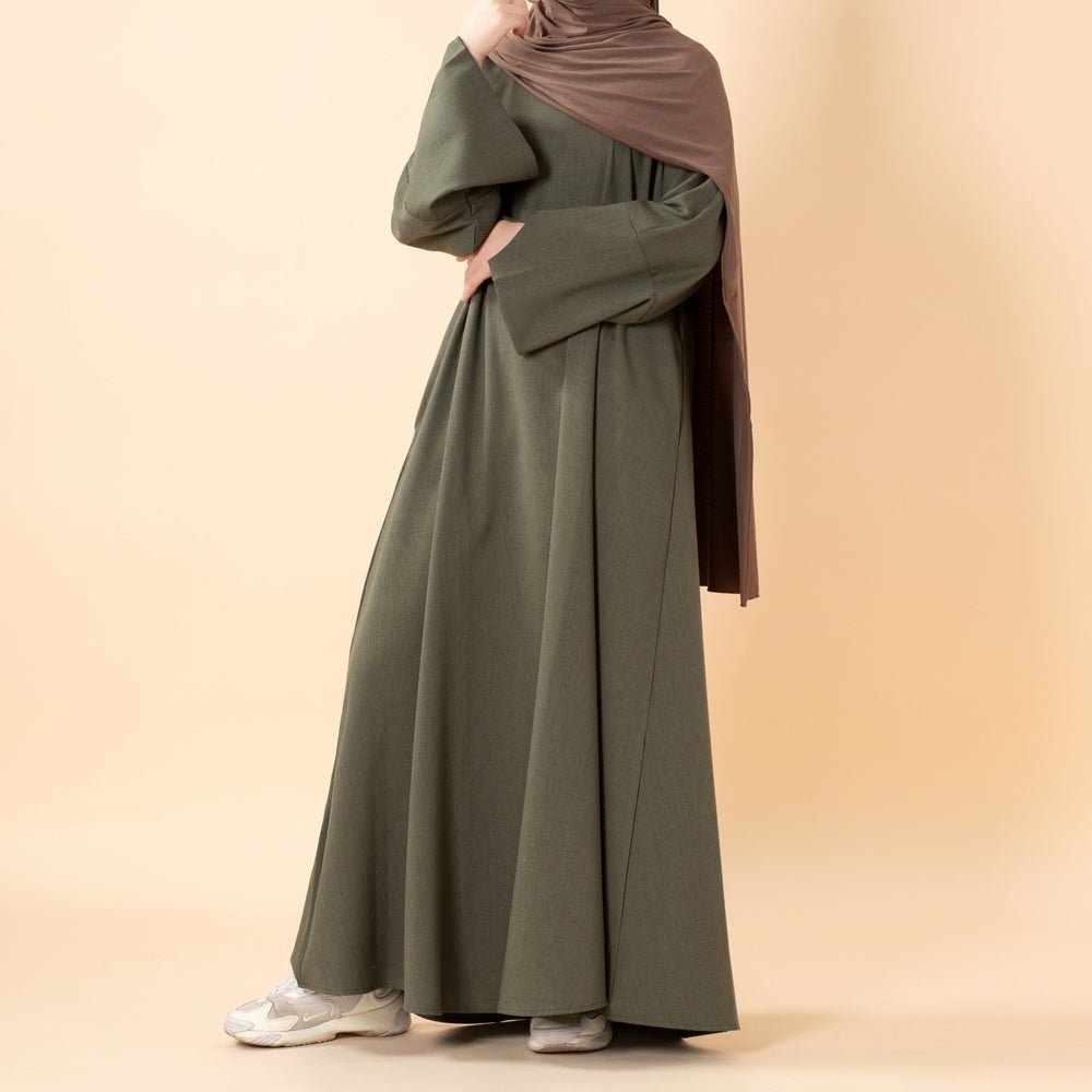 Mariam's Collection Premium Linen Effect Pullover Abaya with Pockets (MA341) — detail shot 7