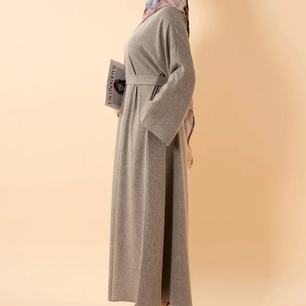 Mariam's Collection Premium Linen Effect Pullover Abaya with Pockets (MA341) — flat-lay composition
