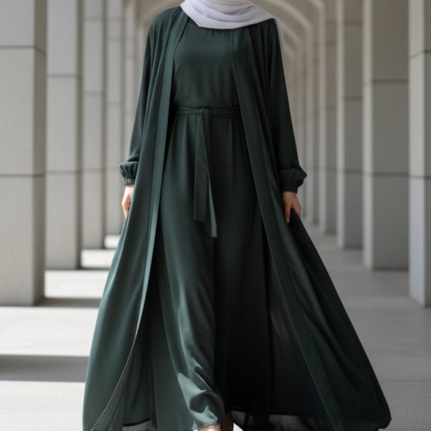 Mariam's Collection Premium Nida Zoom Open Abaya 3-Piece Set (MOA239) — product category context