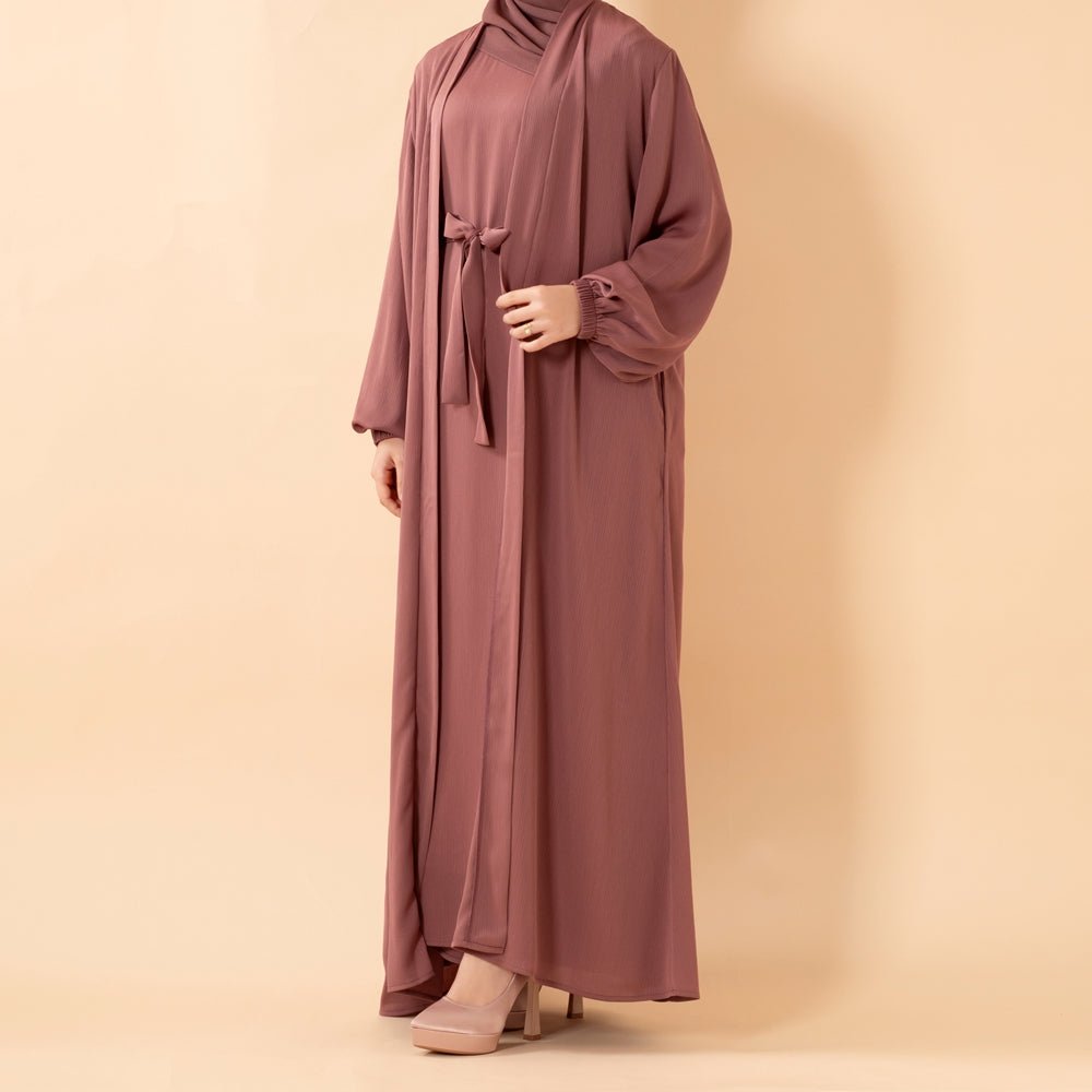 Mariam's Collection Premium Nida Zoom Open Abaya 3-Piece Set (MOA239) — detail shot 10