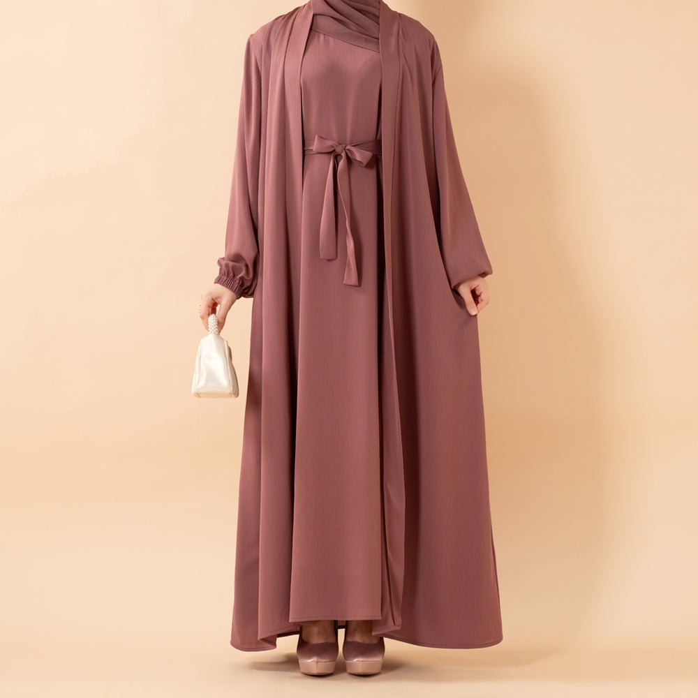 Mariam's Collection Premium Nida Zoom Open Abaya 3-Piece Set (MOA239) — detail shot 9
