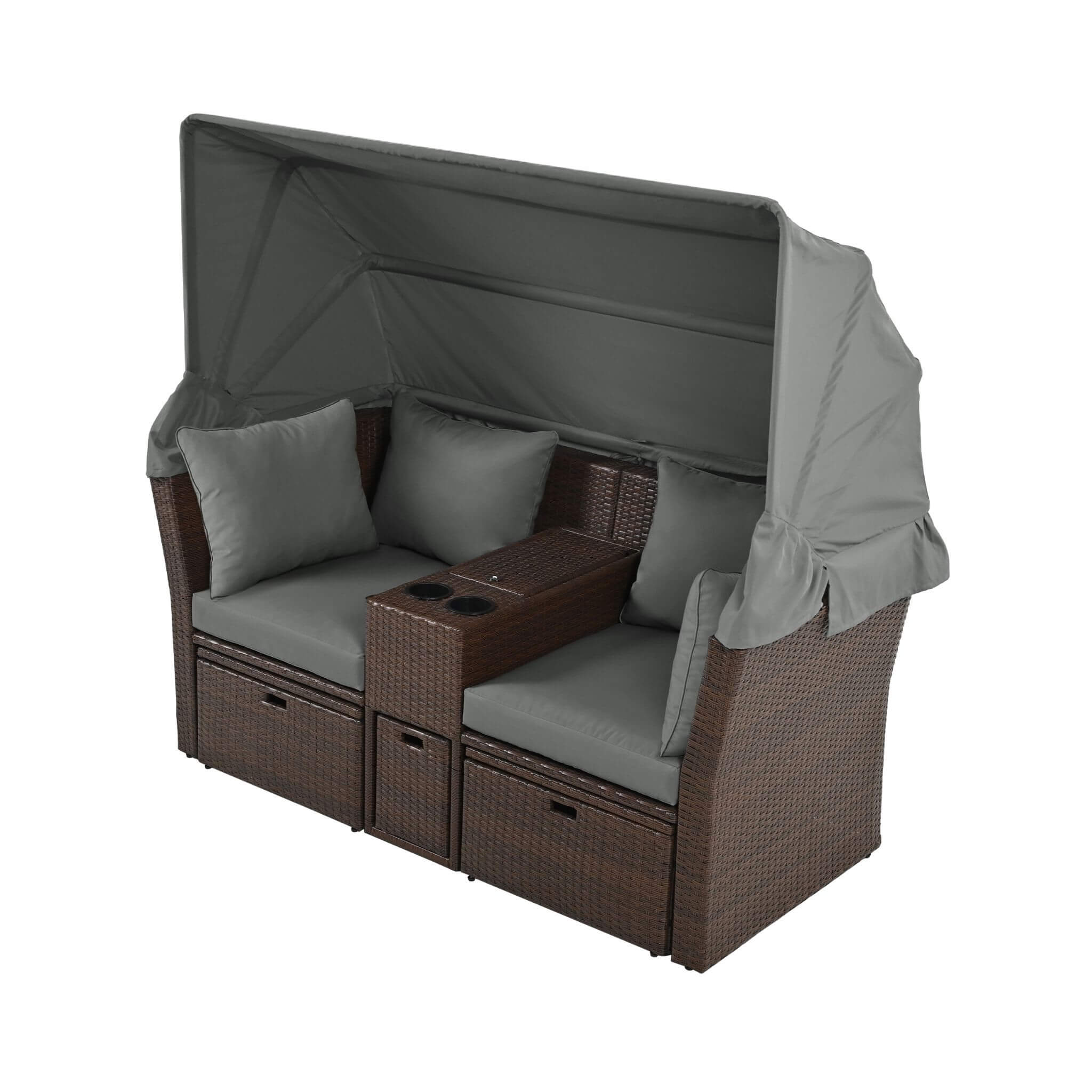 Alora Premium Outdoor 2-Seater Patio Daybed With Foldable Awning, Cushions, And Rattan Frame (SAK90233) – SAKSBY WHOLESALE, v