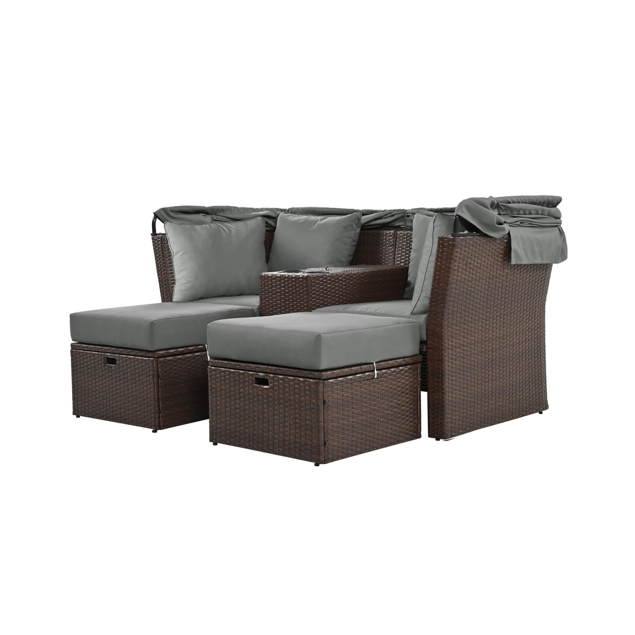 Alora Premium Outdoor 2-Seater Patio Daybed With Foldable Awning, Cushions, And Rattan Frame (SAK90233) – SAKSBY WHOLESALE, v