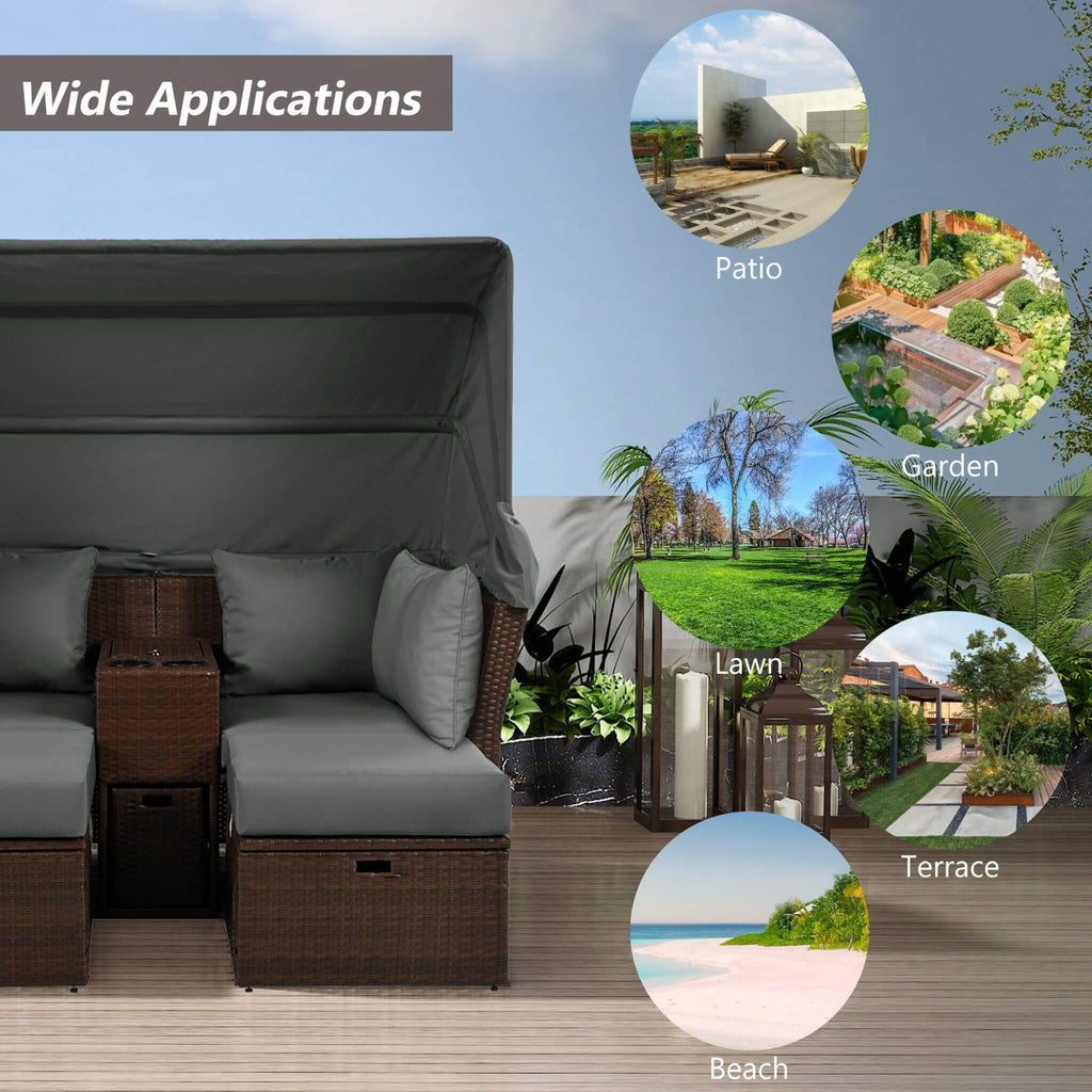 Alora Premium Outdoor 2-Seater Patio Daybed With Foldable Awning, Cushions, And Rattan Frame (SAK90233) – SAKSBY WHOLESALE, v