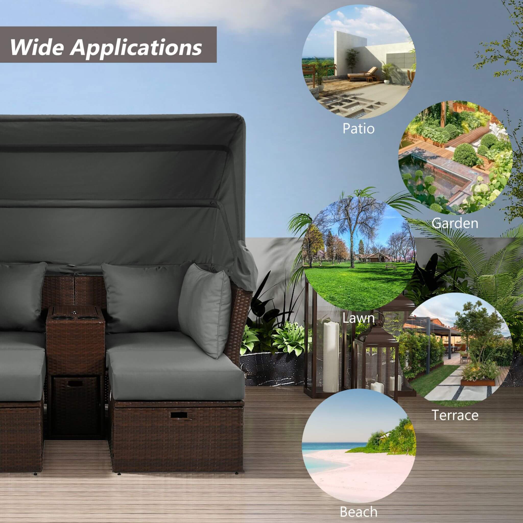 Alora Premium Outdoor 2-Seater Patio Daybed With Foldable Awning, Cushions, And Rattan Frame (SAK90233) – SAKSBY WHOLESALE, v
