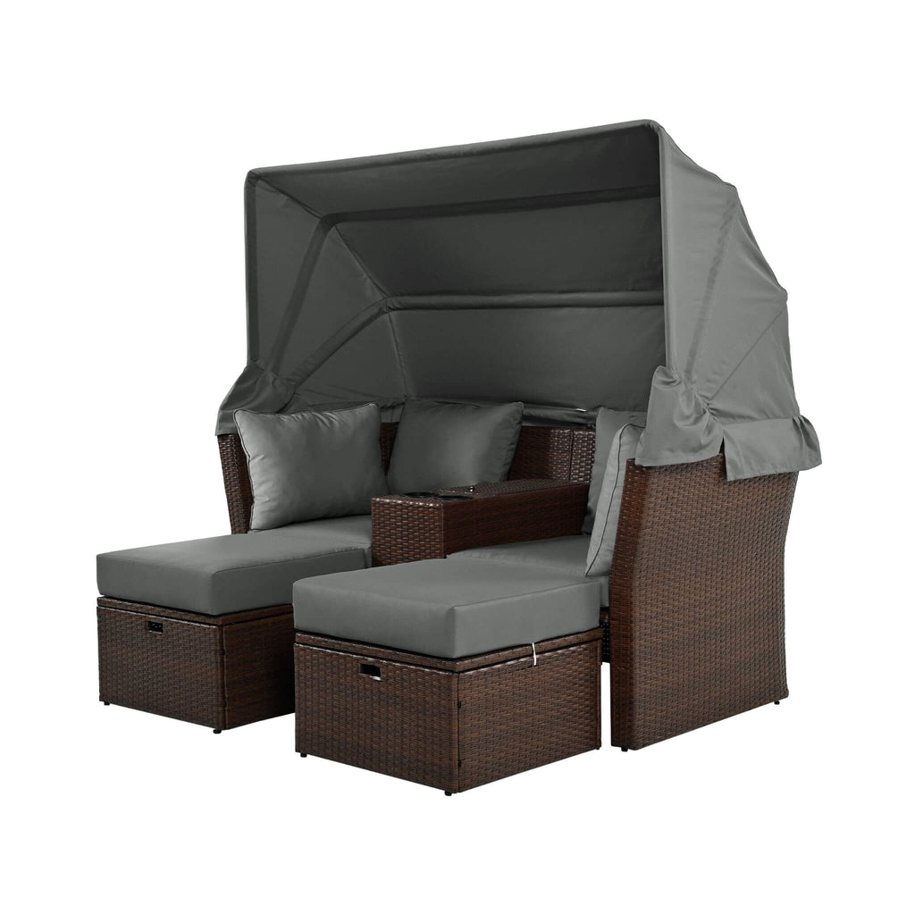 Alora Premium Outdoor 2-Seater Patio Daybed With Foldable Awning, Cushions, And Rattan Frame (SAK90233) – SAKSBY WHOLESALE, v