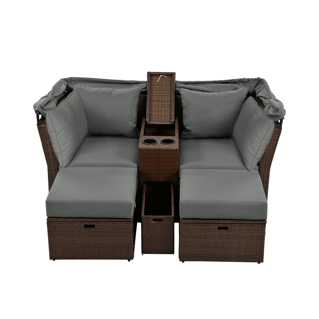 Alora Premium Outdoor 2-Seater Patio Daybed With Foldable Awning, Cushions, And Rattan Frame (SAK90233) – SAKSBY WHOLESALE, v