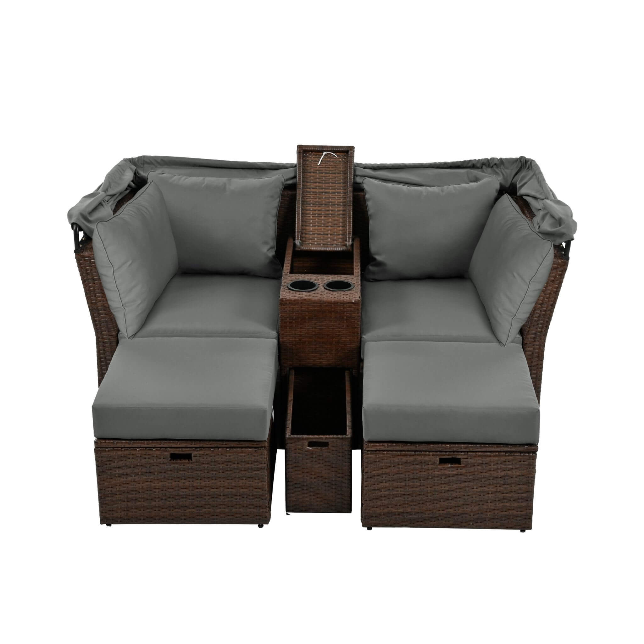 Alora Premium Outdoor 2-Seater Patio Daybed With Foldable Awning, Cushions, And Rattan Frame (SAK90233) – SAKSBY WHOLESALE, v