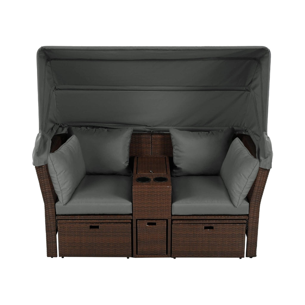Alora Premium Outdoor 2-Seater Patio Daybed With Foldable Awning, Cushions, And Rattan Frame (SAK90233) – SAKSBY WHOLESALE, v