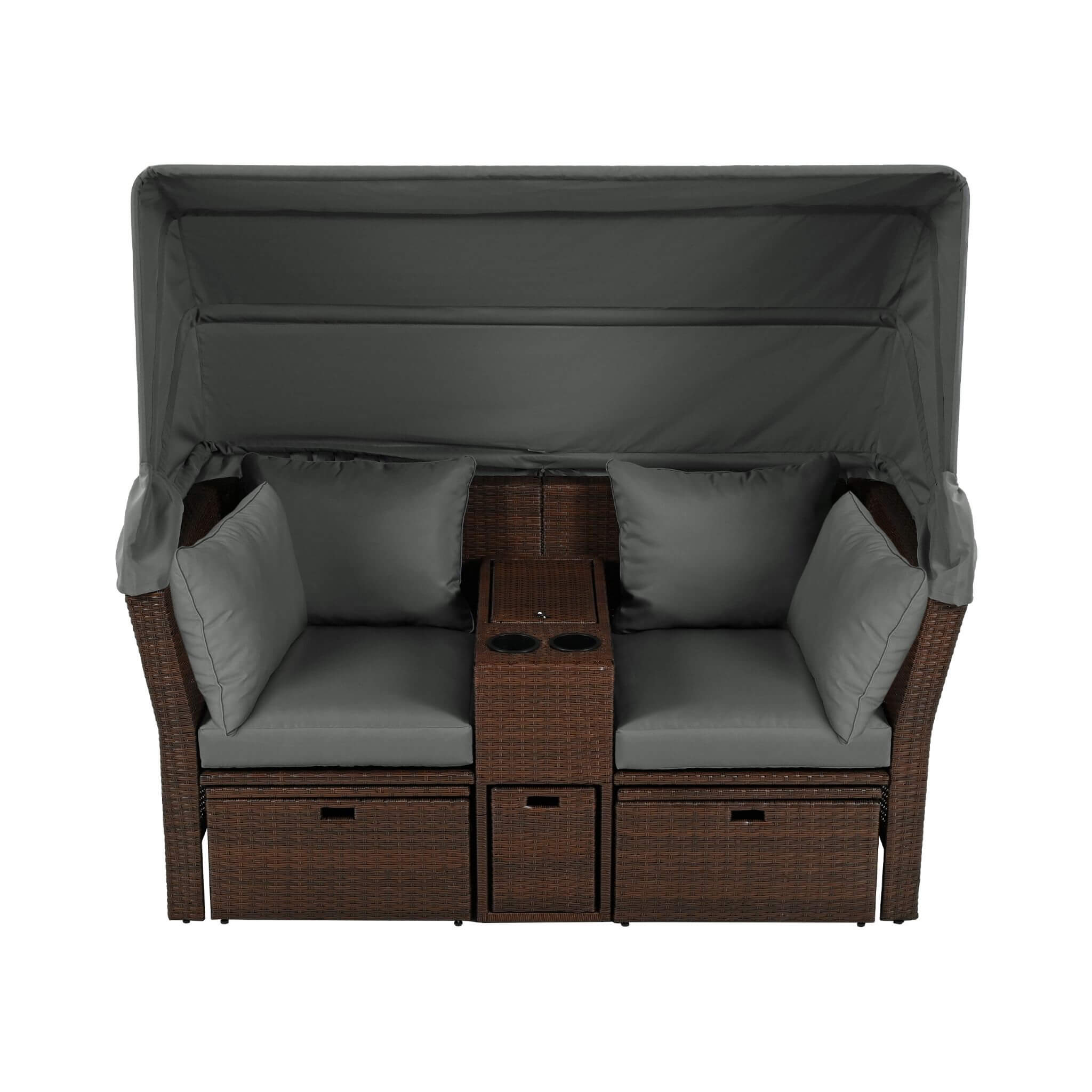 Alora Premium Outdoor 2-Seater Patio Daybed With Foldable Awning, Cushions, And Rattan Frame (SAK90233) – SAKSBY WHOLESALE, v